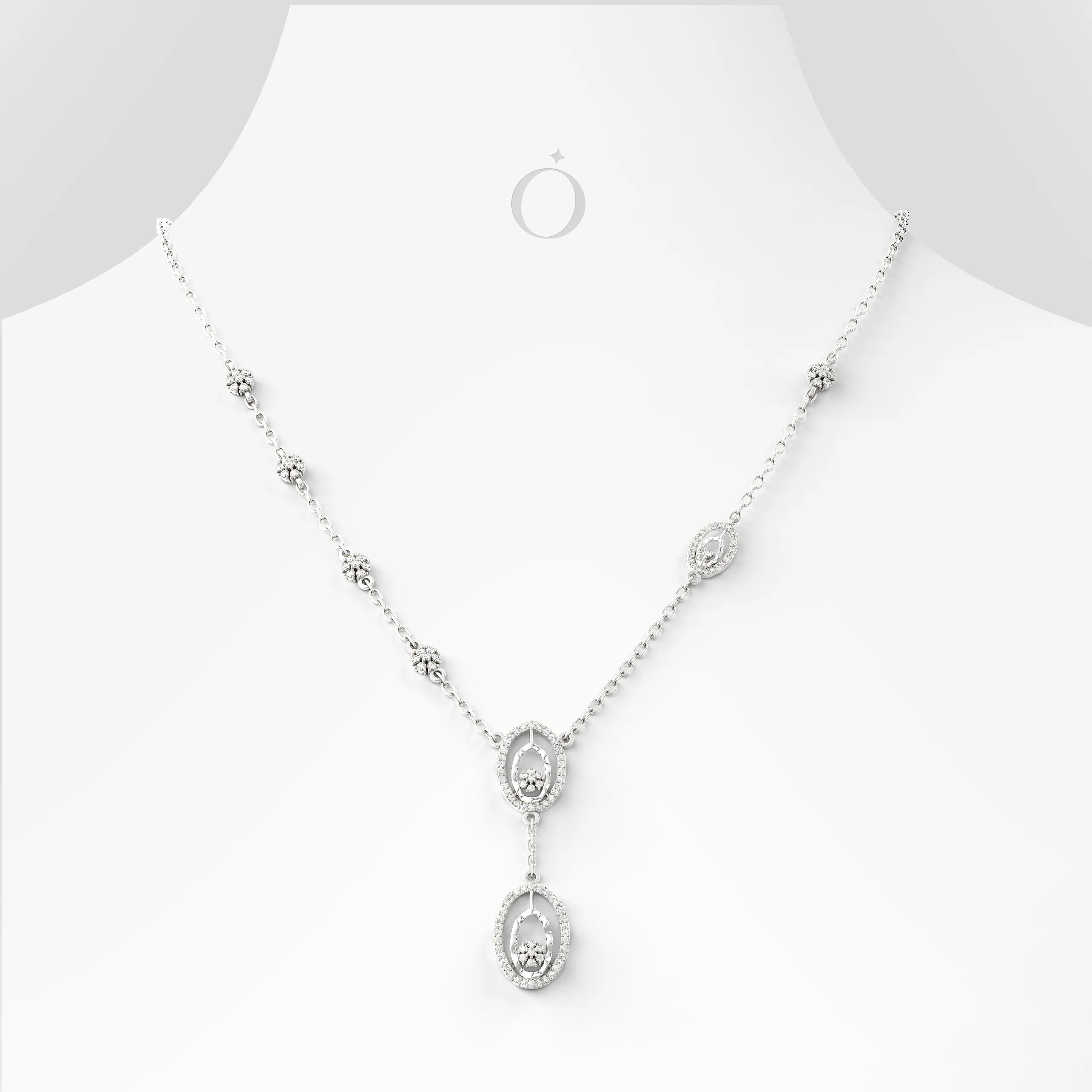 Oval Drop Diamond Necklace