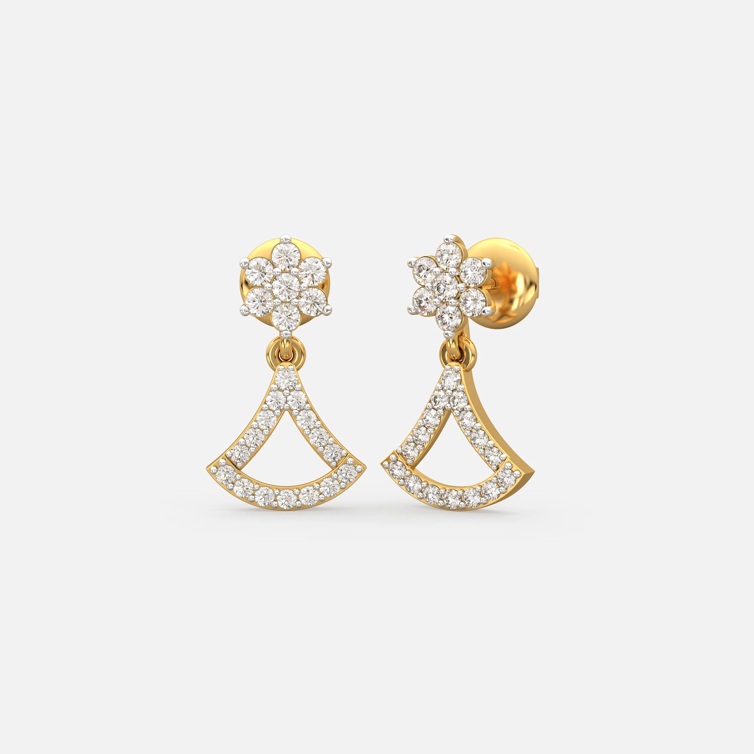 Floral Fan Diamond Earrings