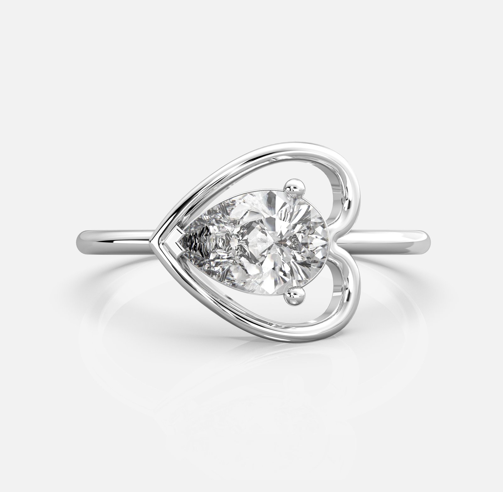 Pear Diamond Heart Silhouette Ring
