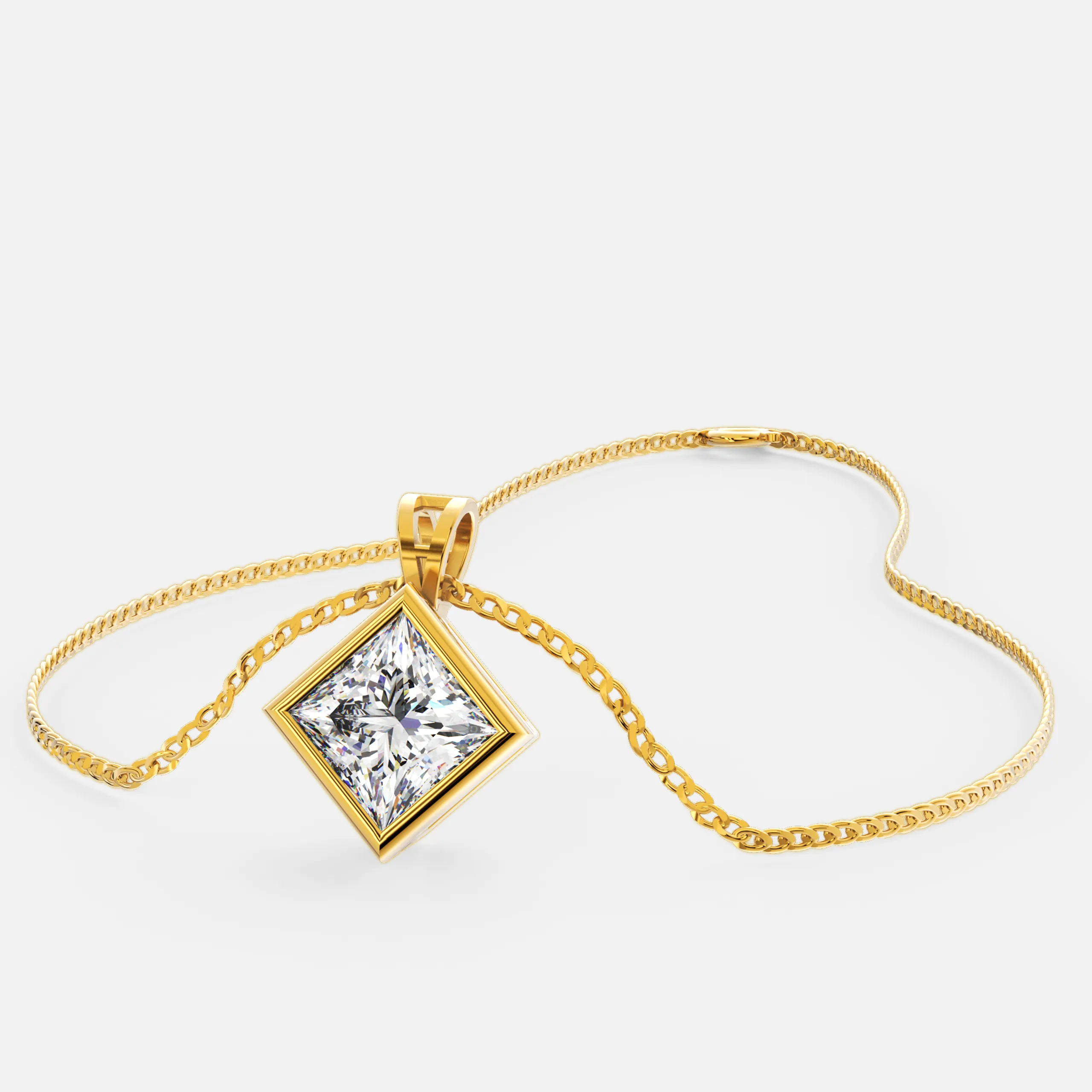 Regal Princess-Cut Diamond Pendant