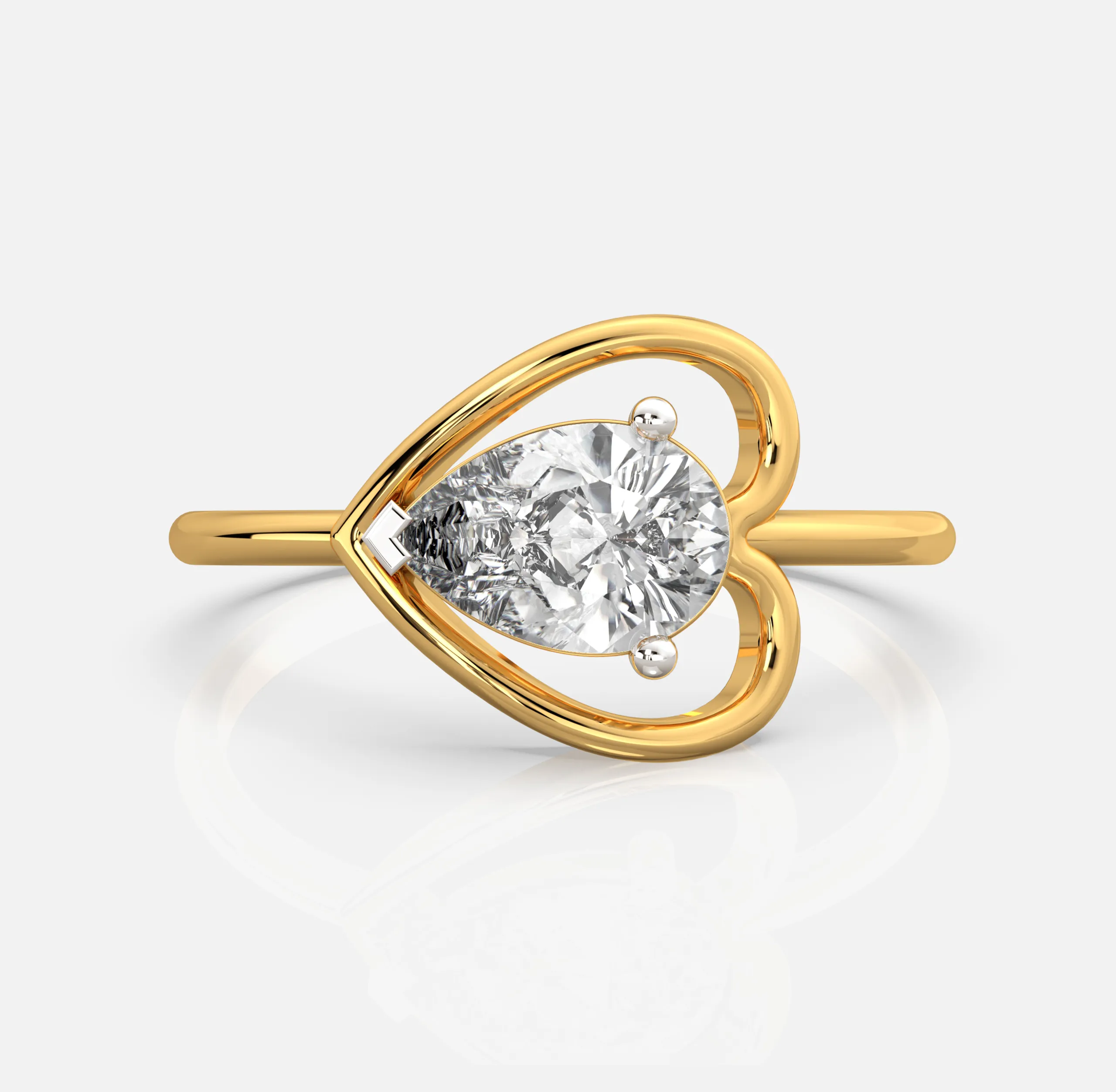 Pear Diamond Heart Silhouette Ring