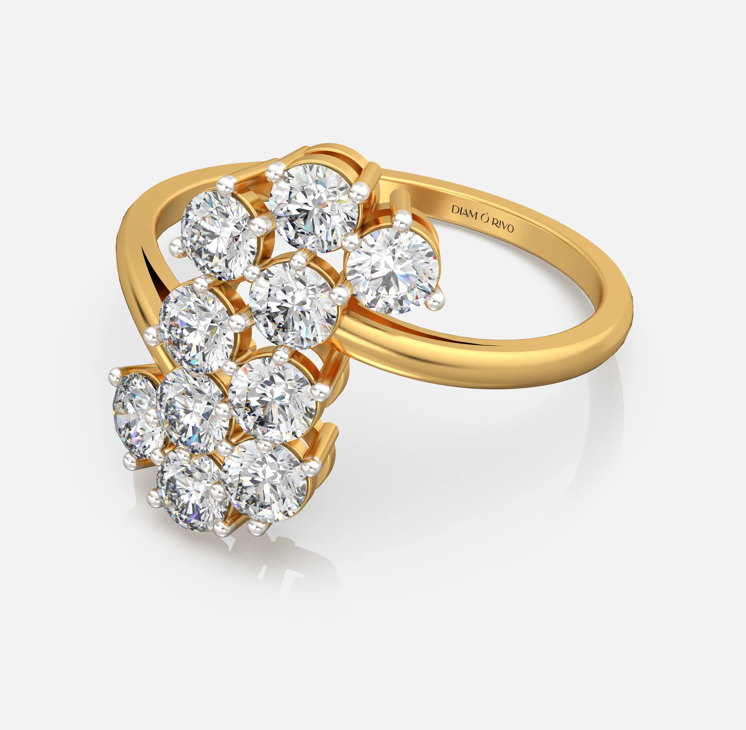 Cluster Wave Diamond Ring