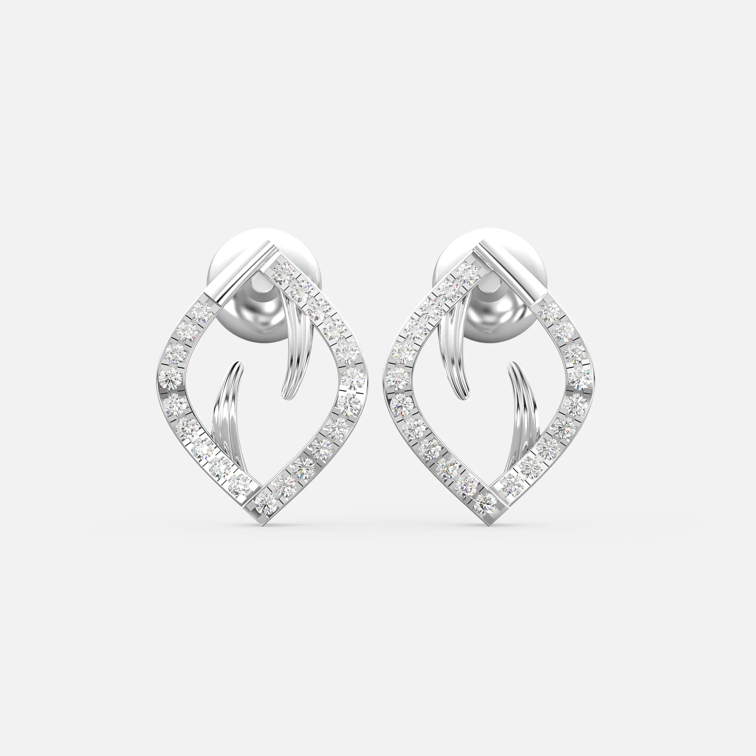 Curved Leaf Diamond Earrings