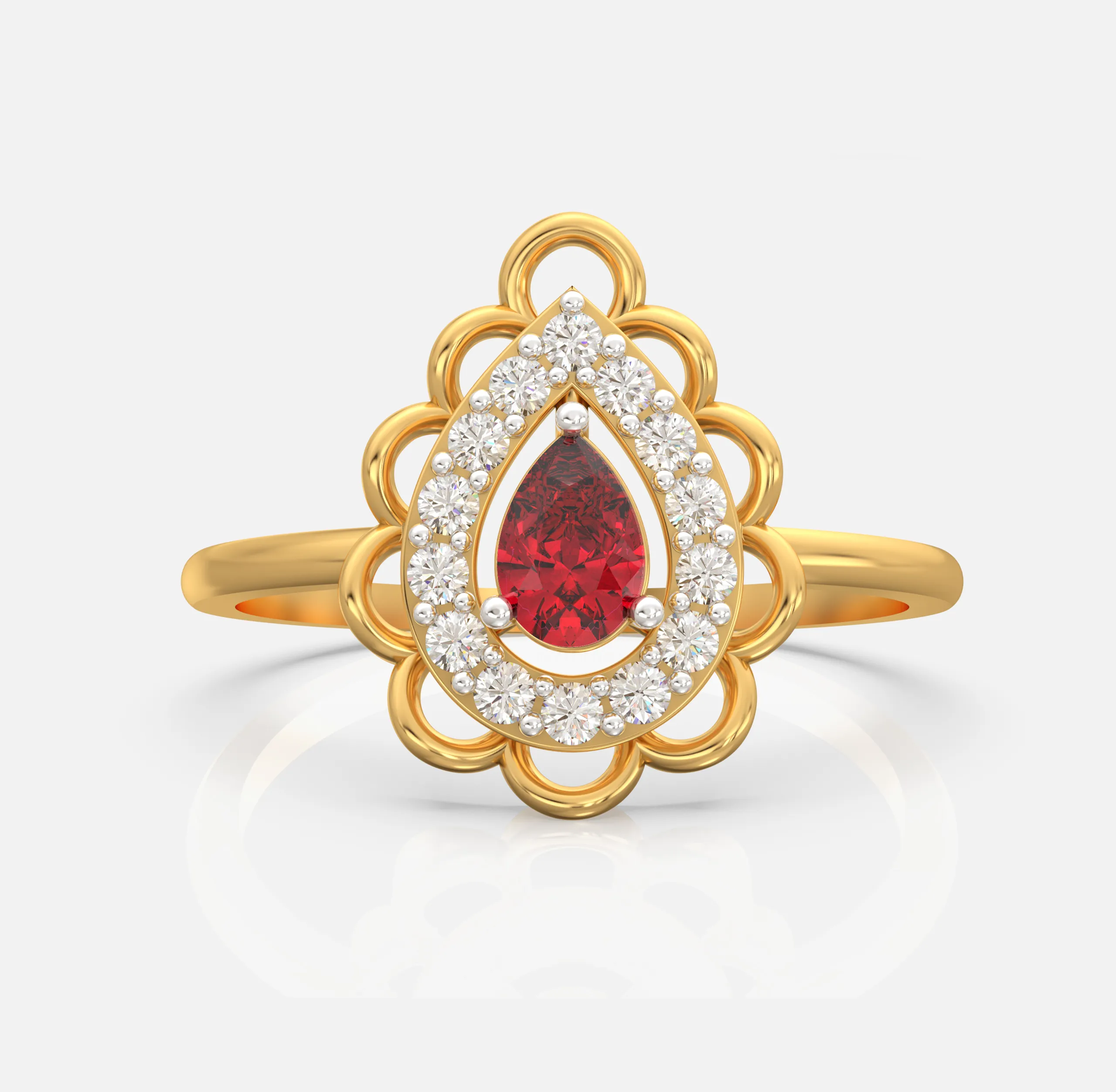Regal Teardrop Halo Ring