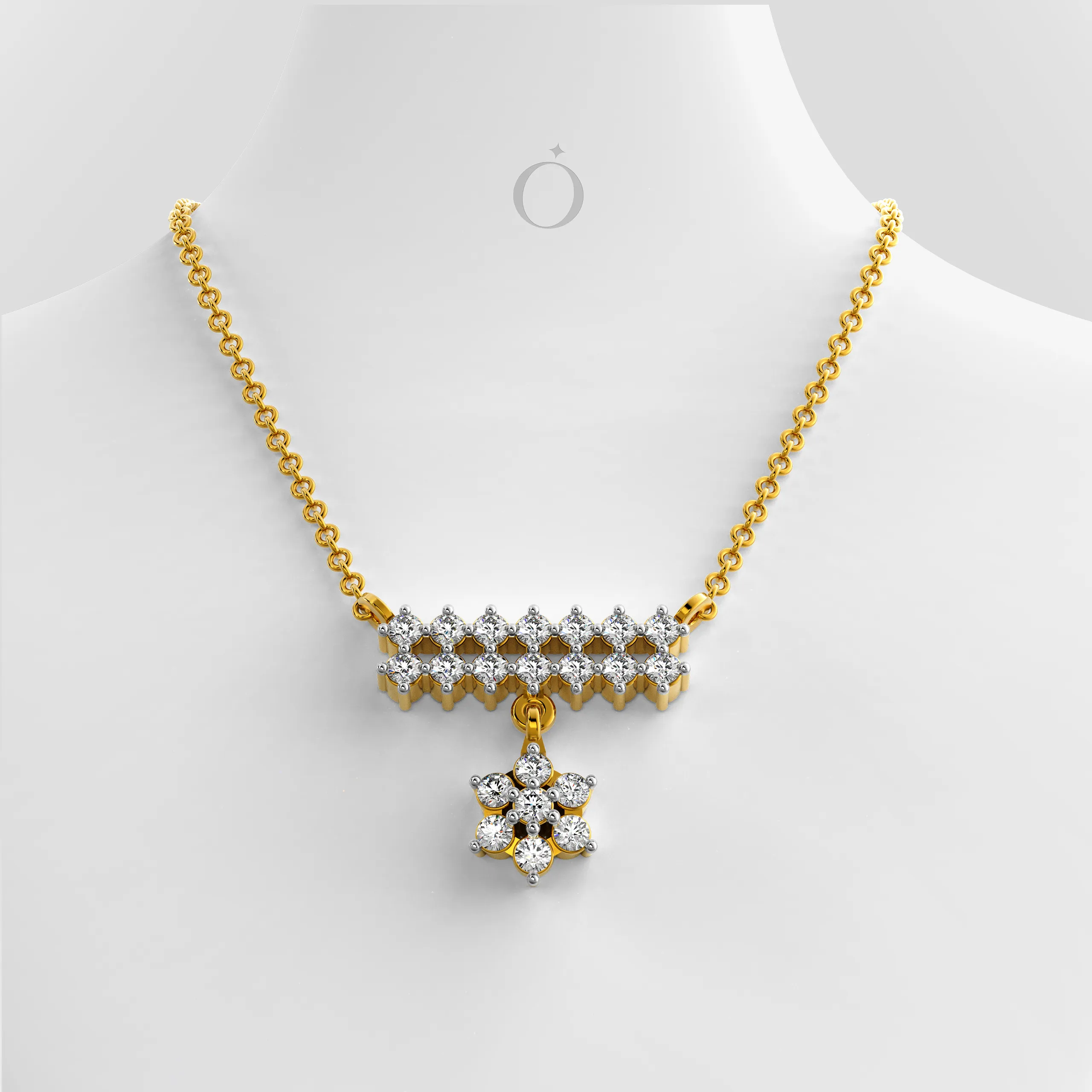 Floral Drop Diamond Necklace