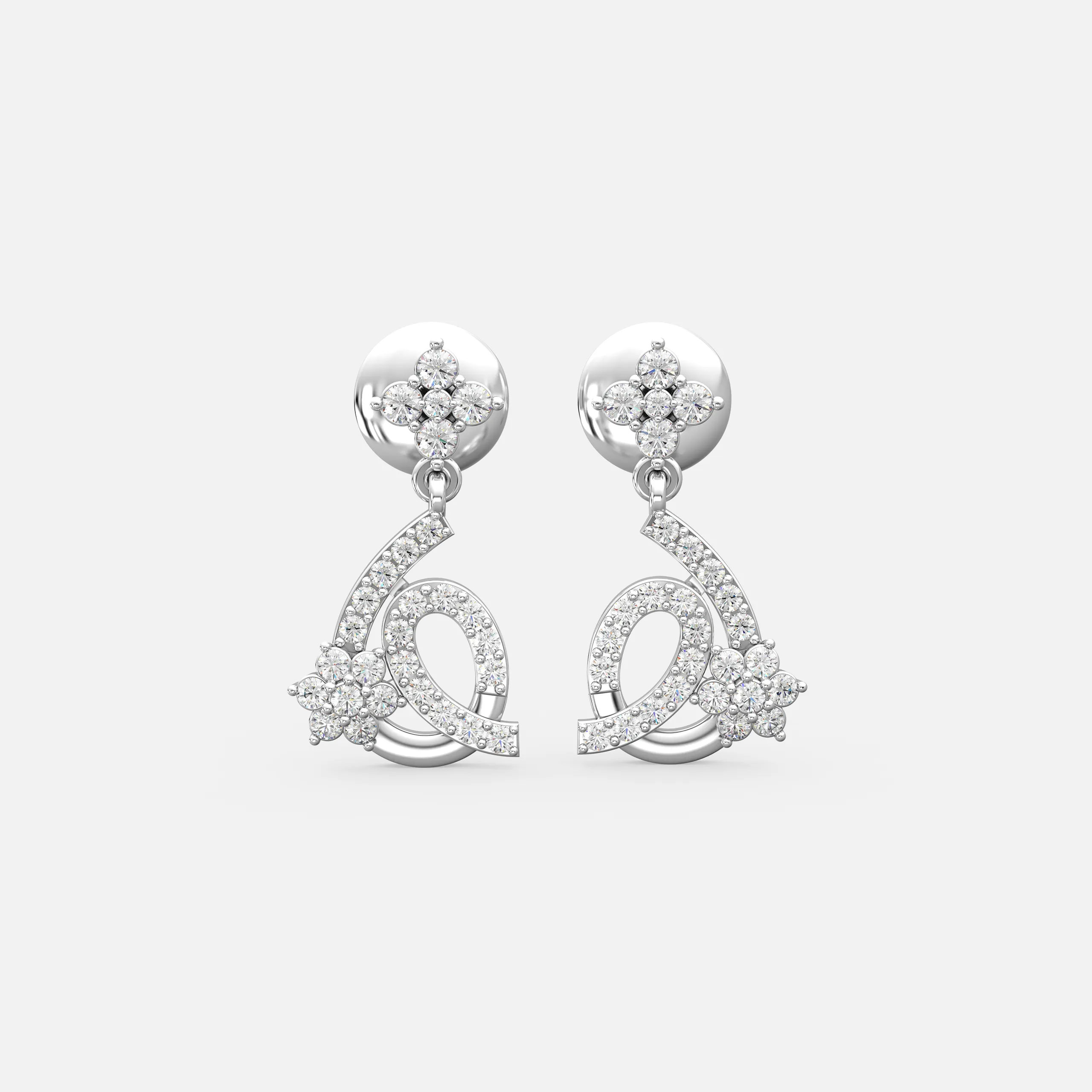 Floral Ribbon Diamond Earrings