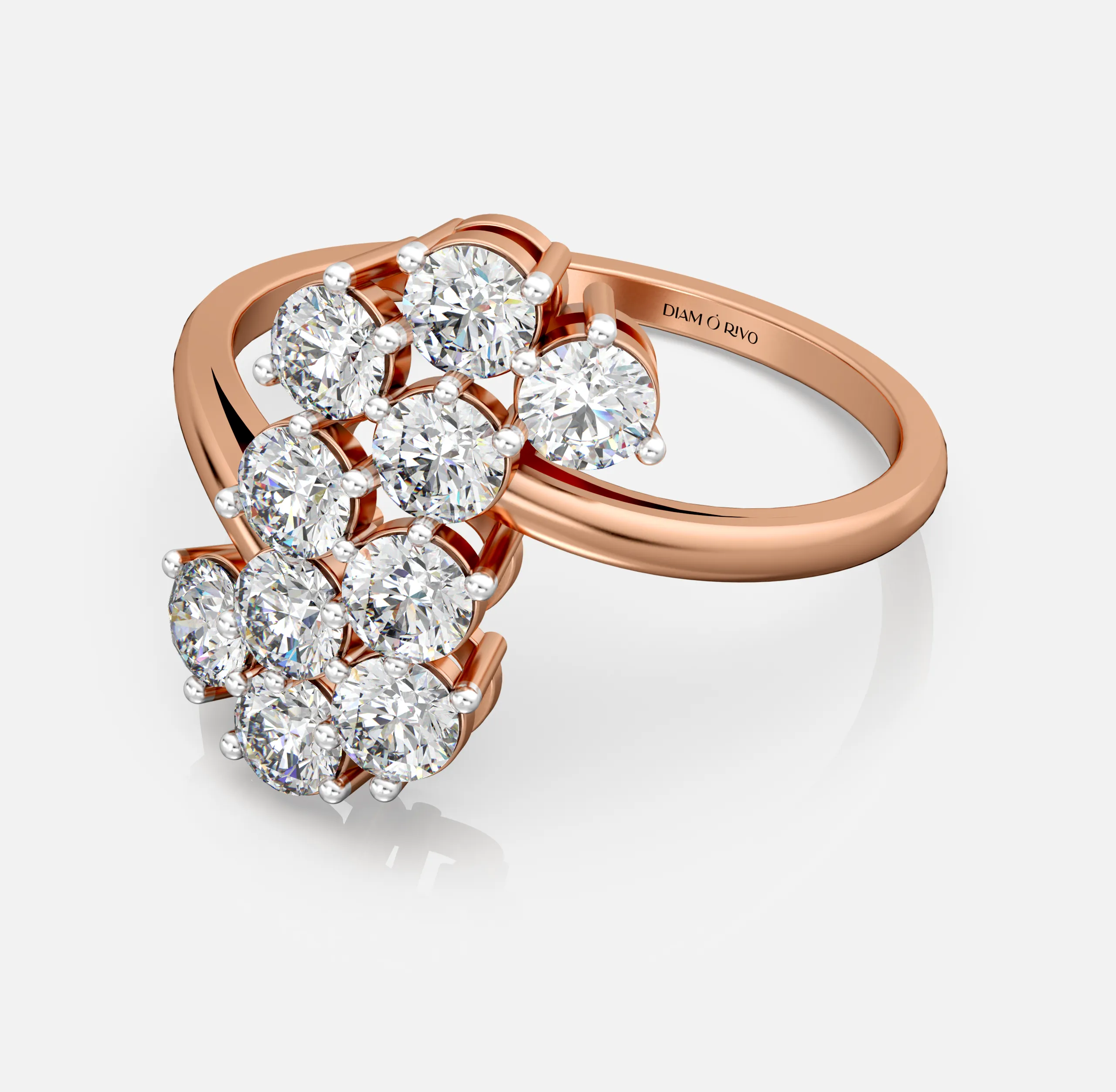 Cluster Wave Diamond Ring