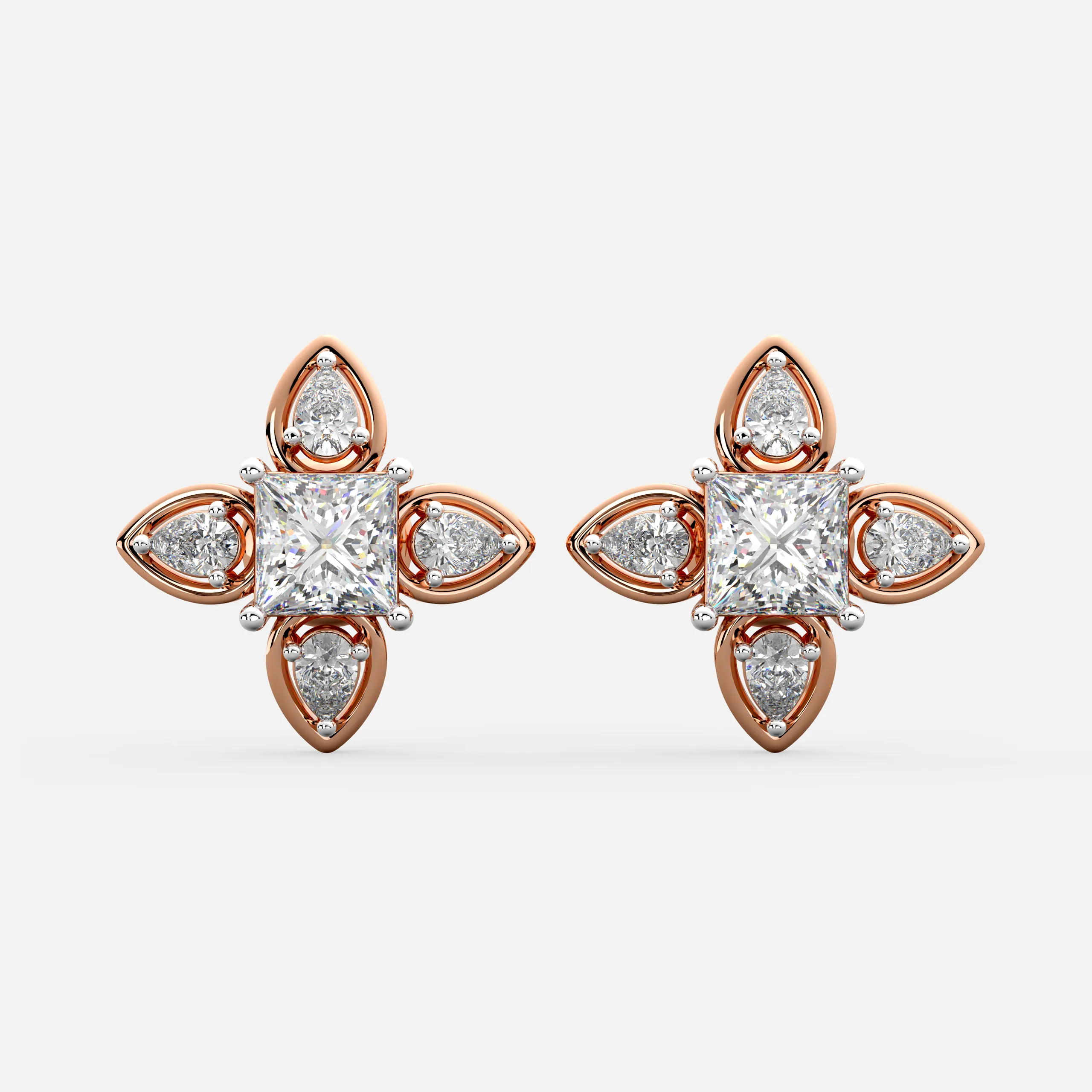 Princess Floral Diamond Studs