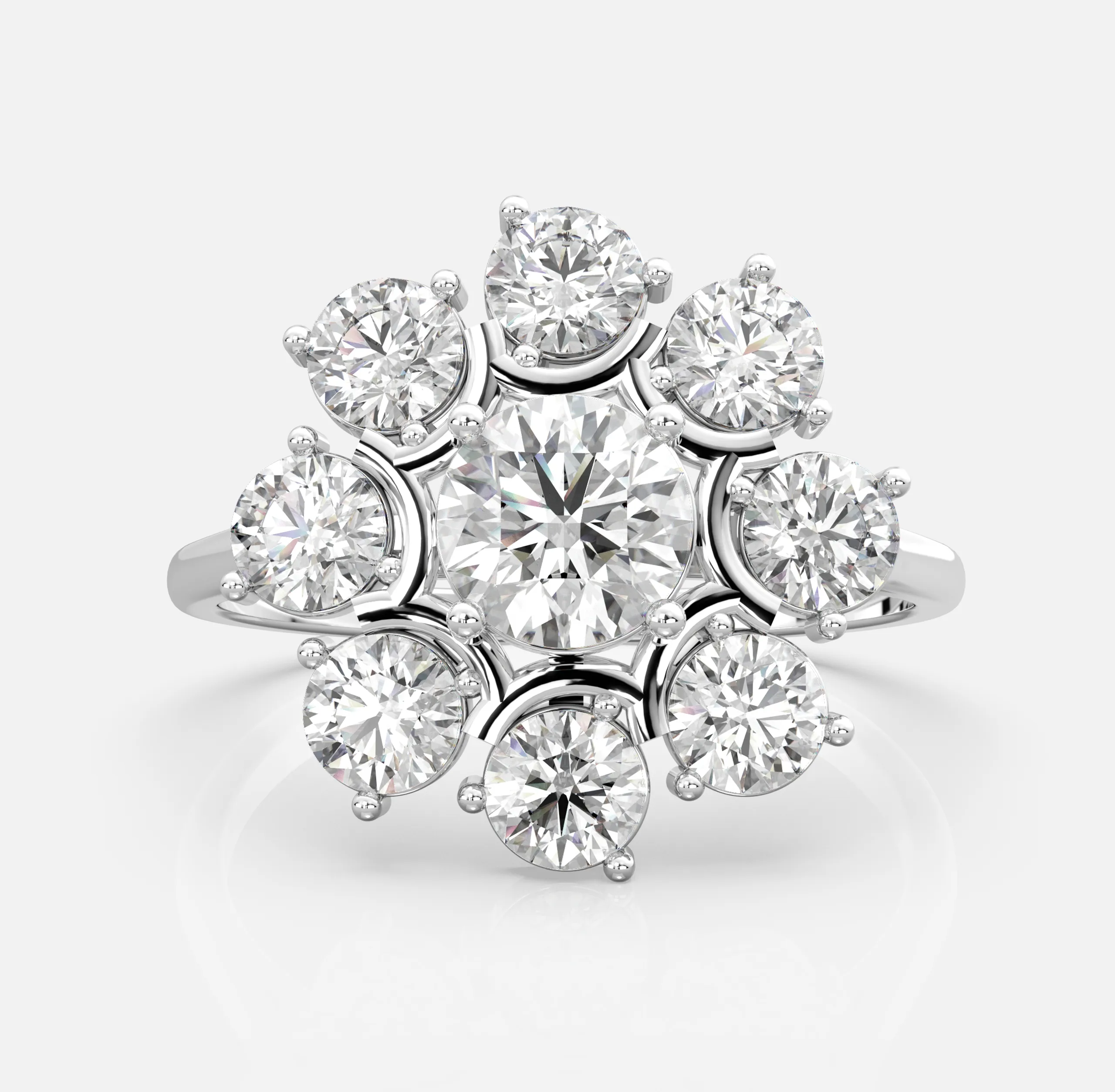 Floral Bloom Diamond Cluster Ring