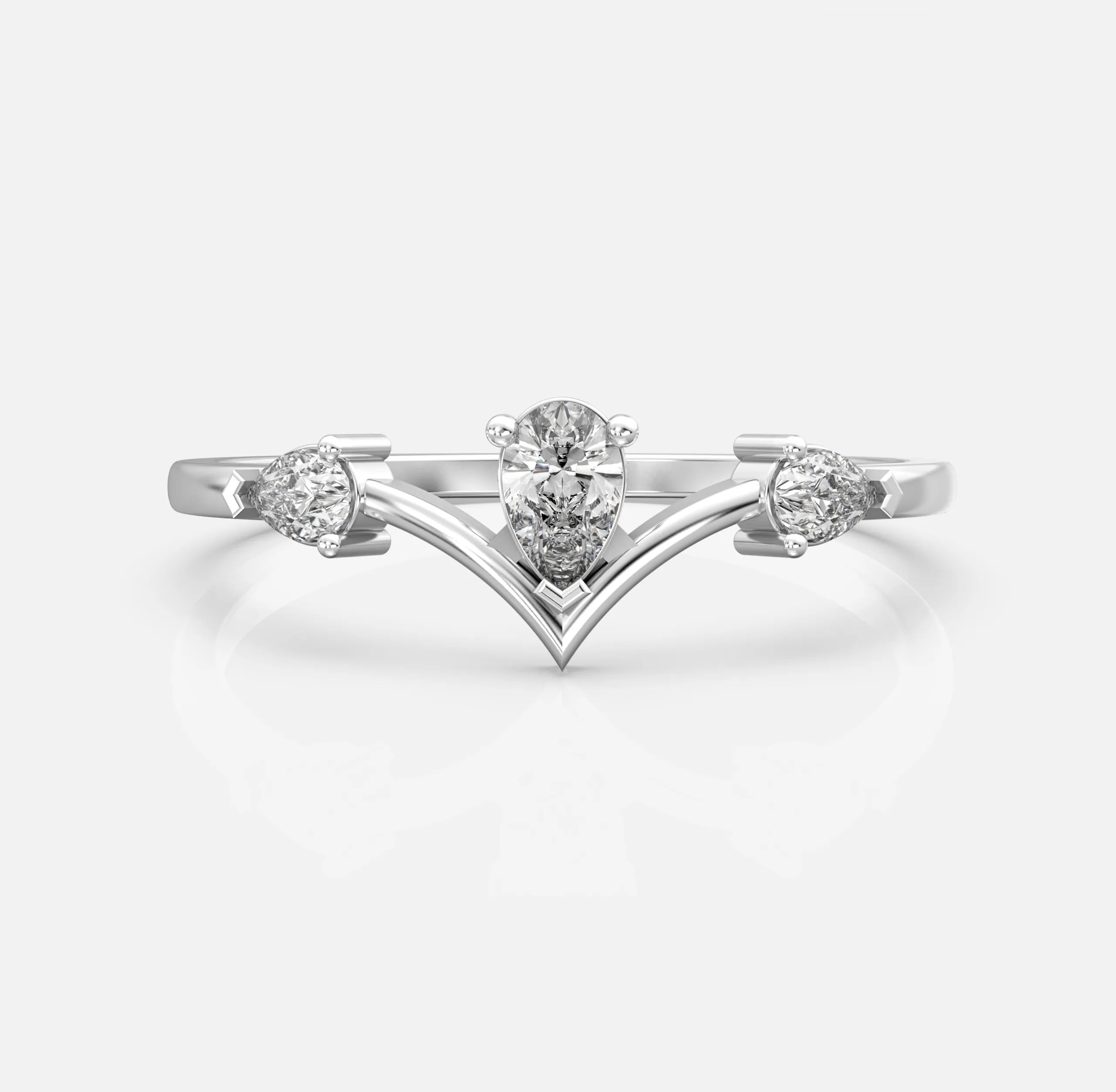 Luminous Pear Chevron Ring