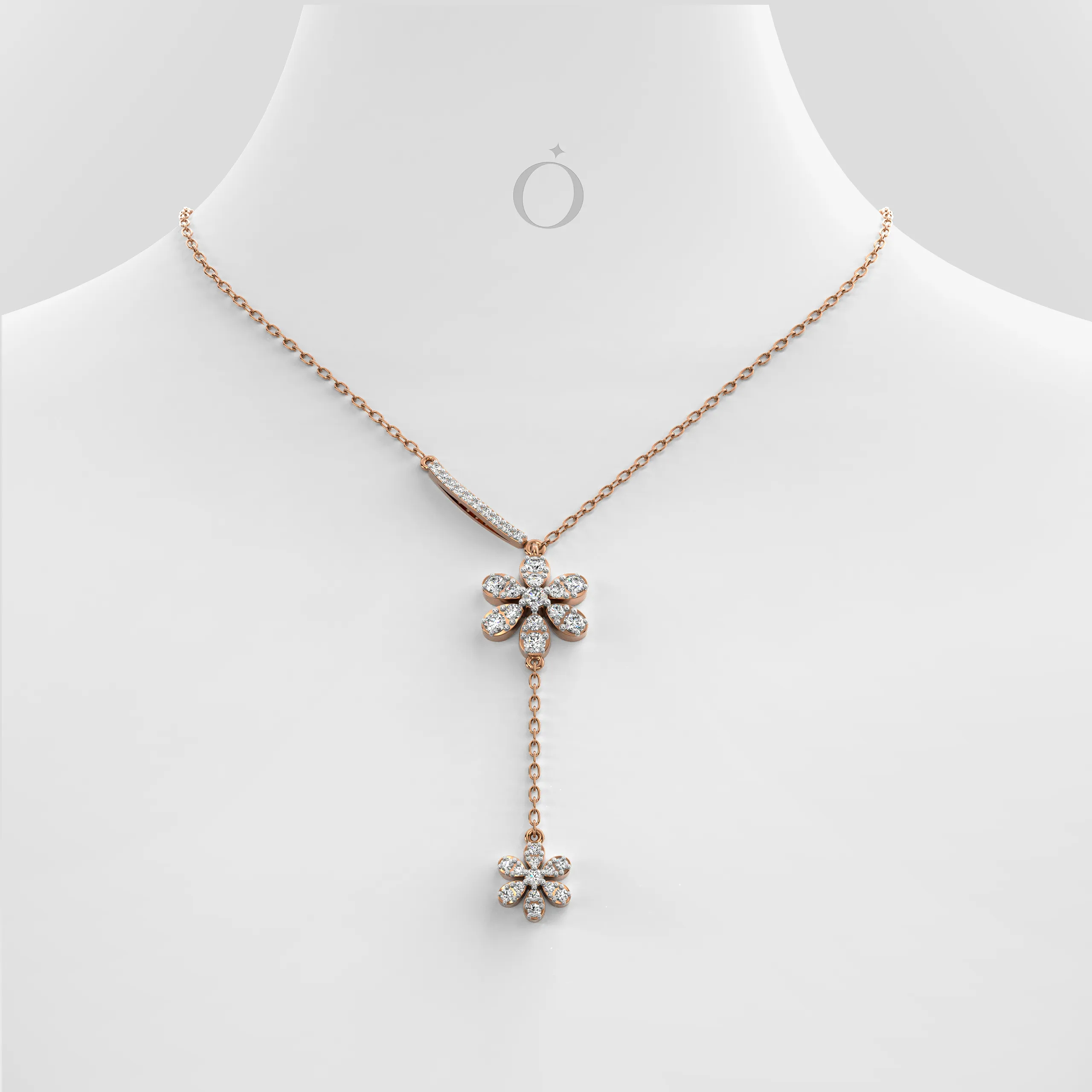 Twin Blossom Diamond Necklace