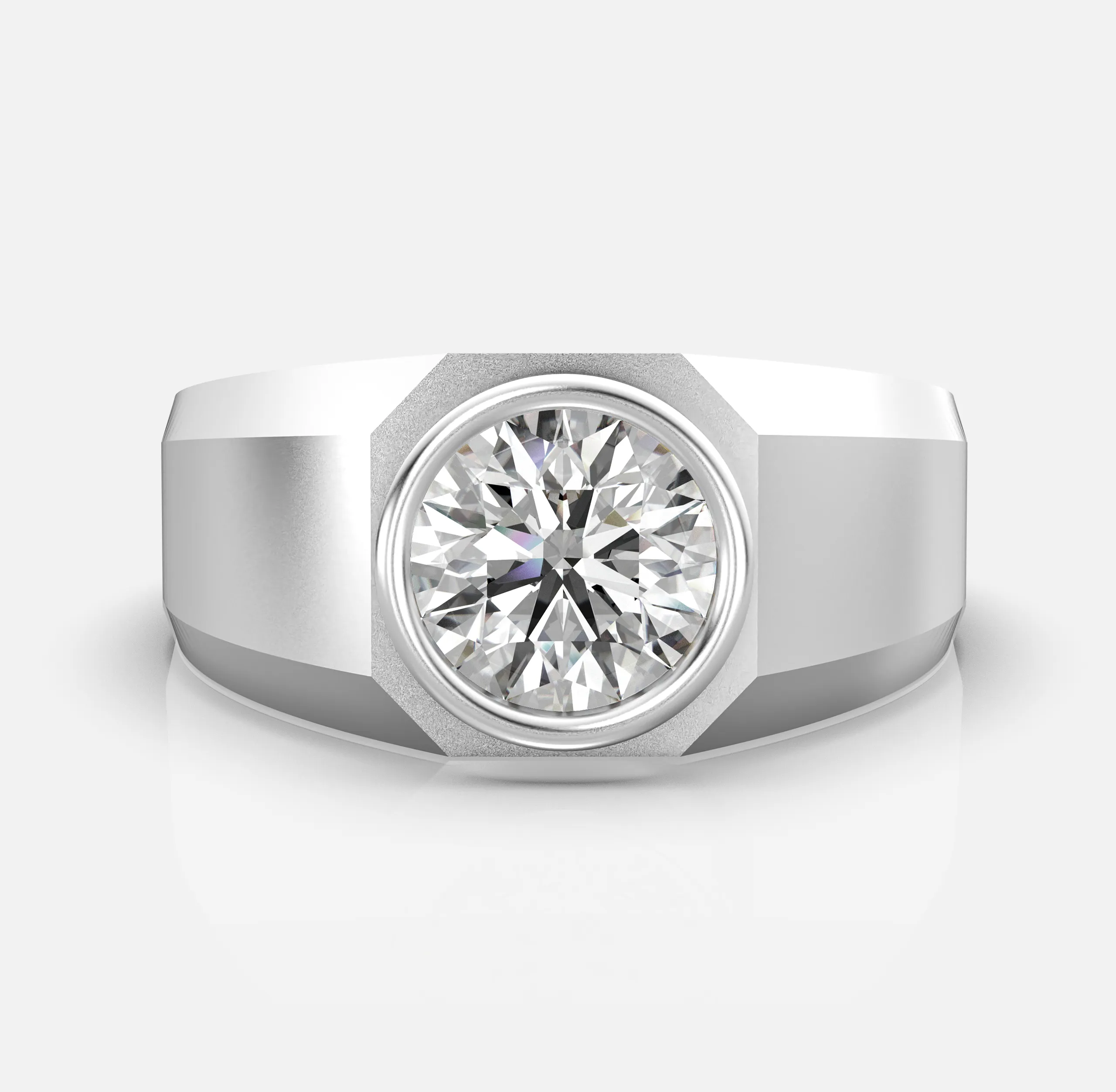 Solitaire Bezel Men’s Ring