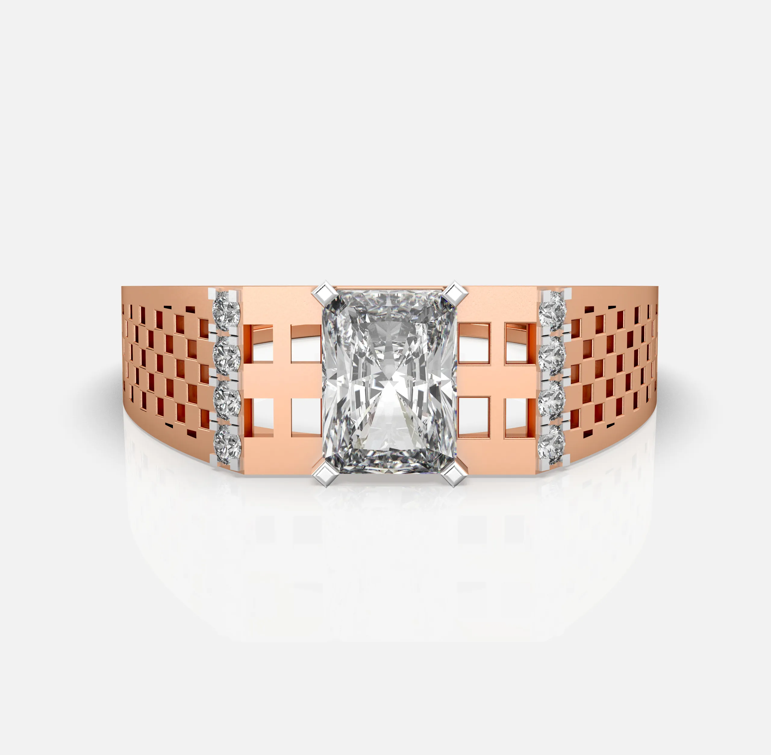 Grid Crown Diamond Ring