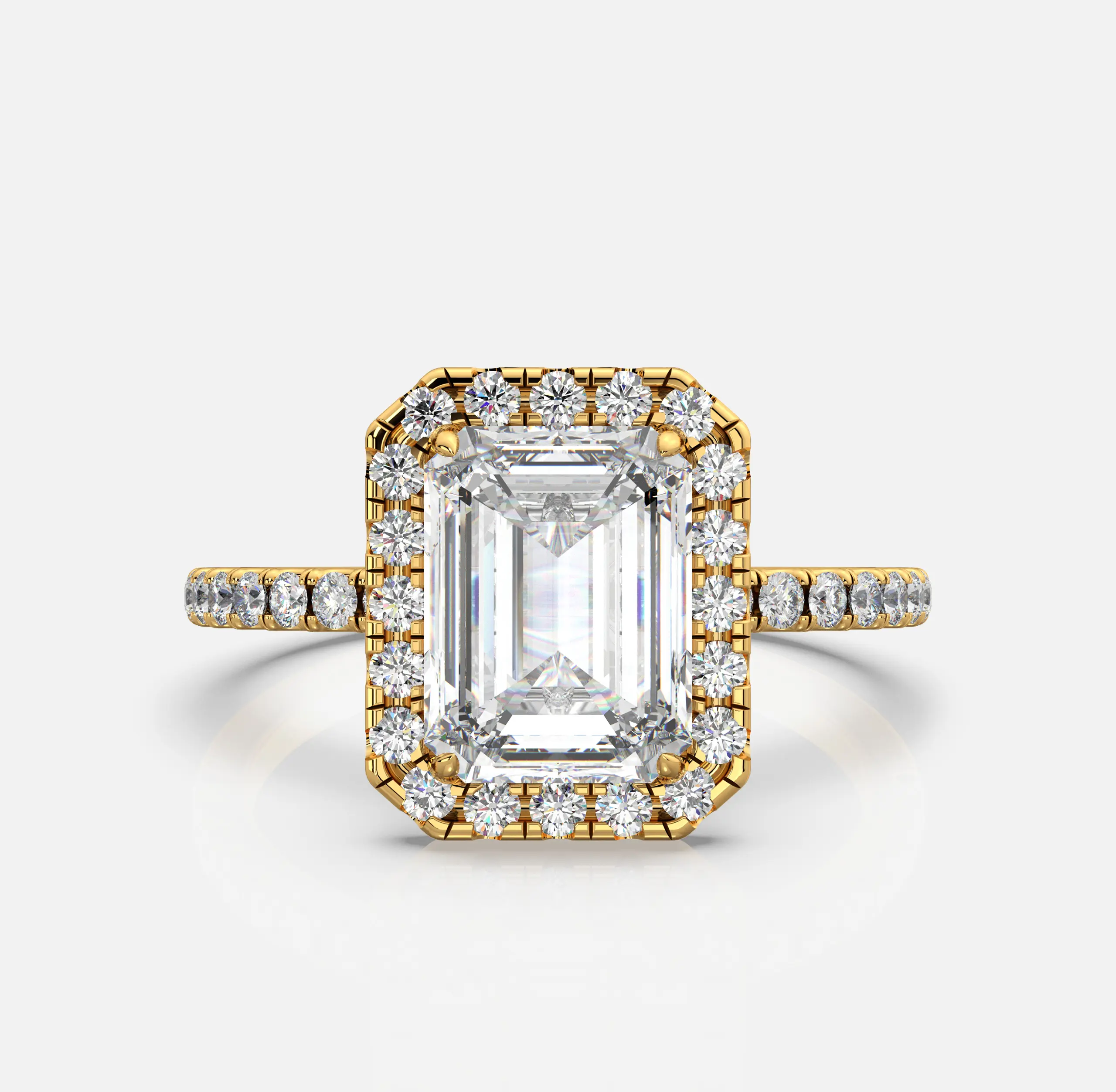Emerald Radiance Halo Diamond Ring
