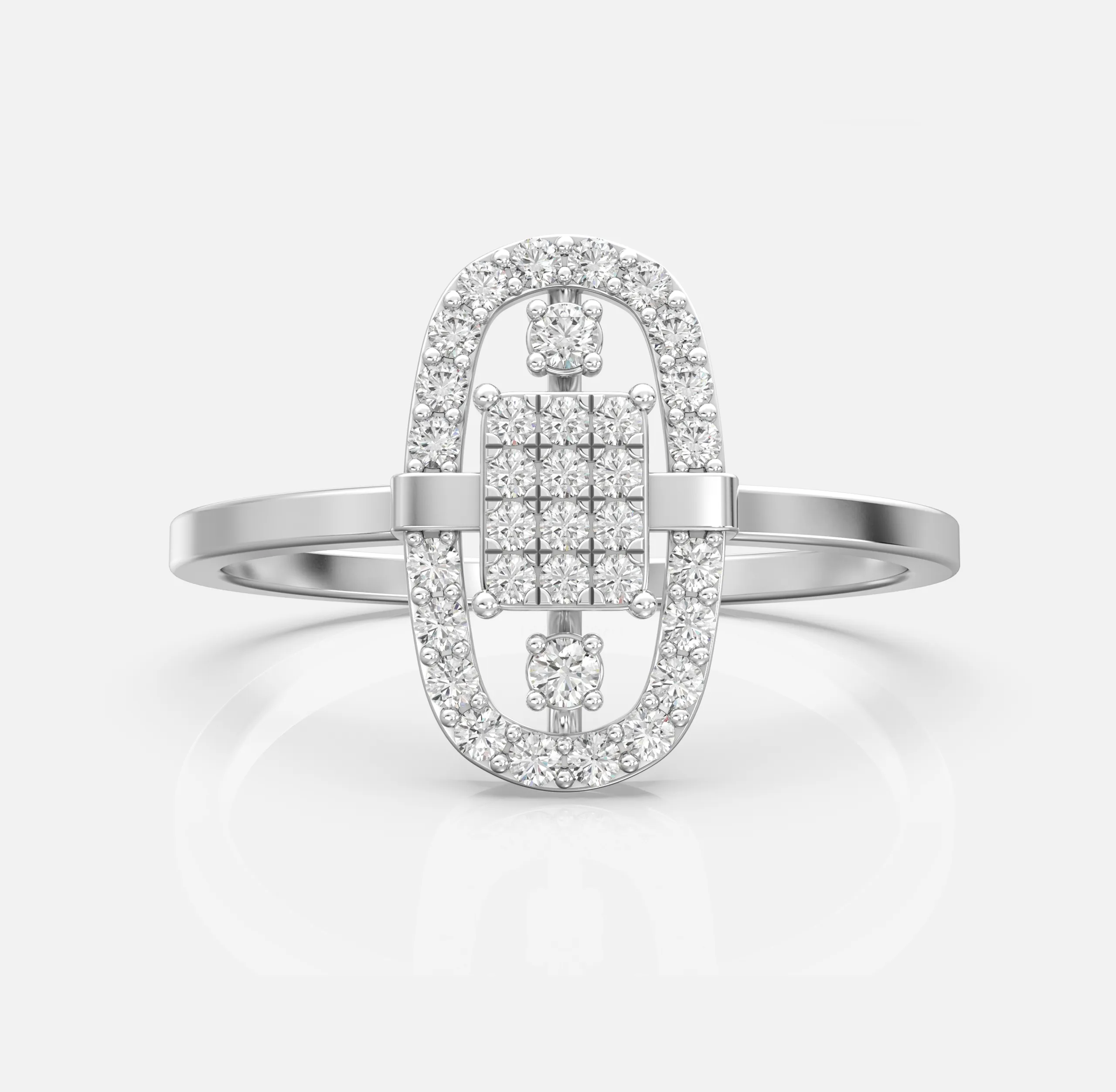 Oval Halo Link Diamond Ring