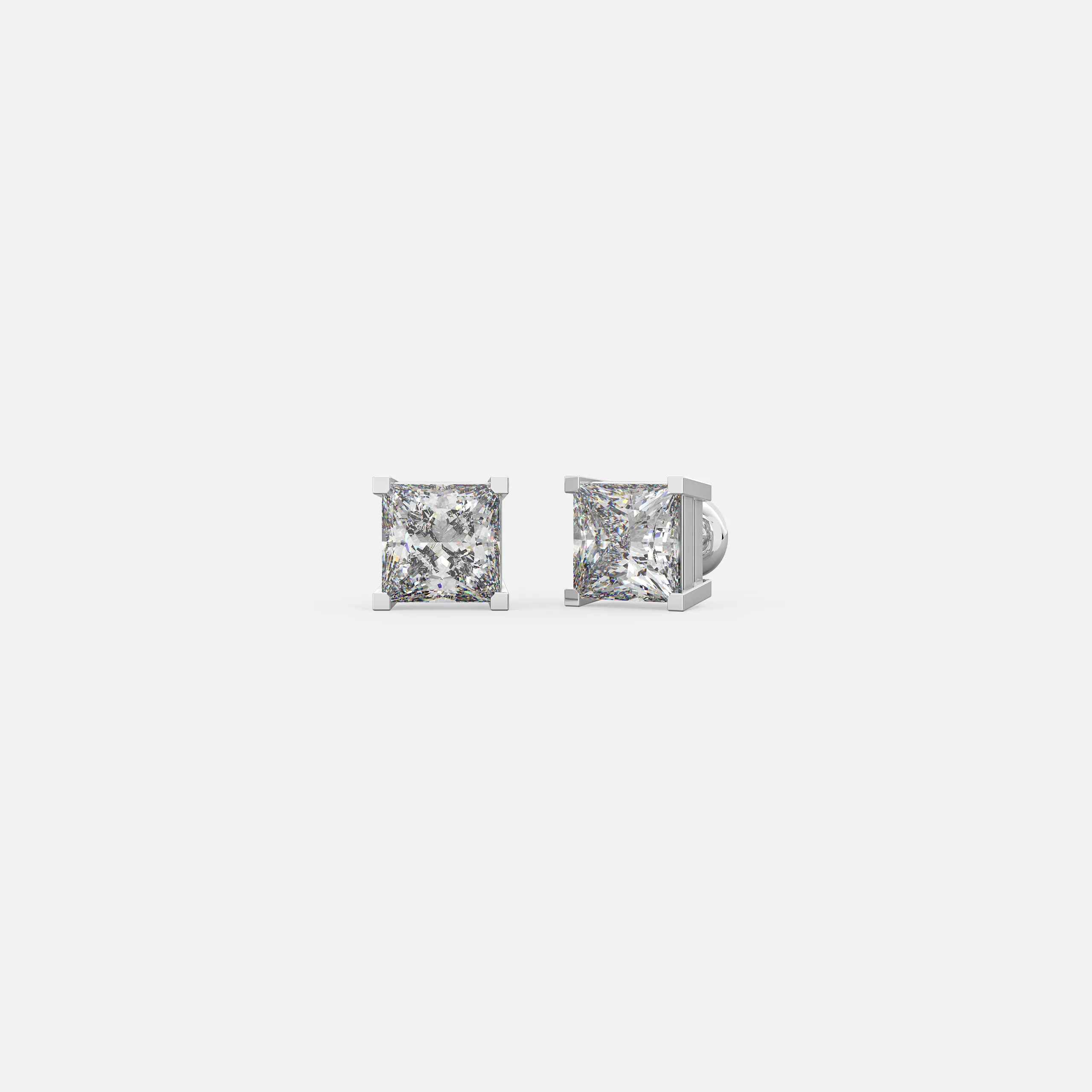 Princess-Cut Diamond Stud Earrings