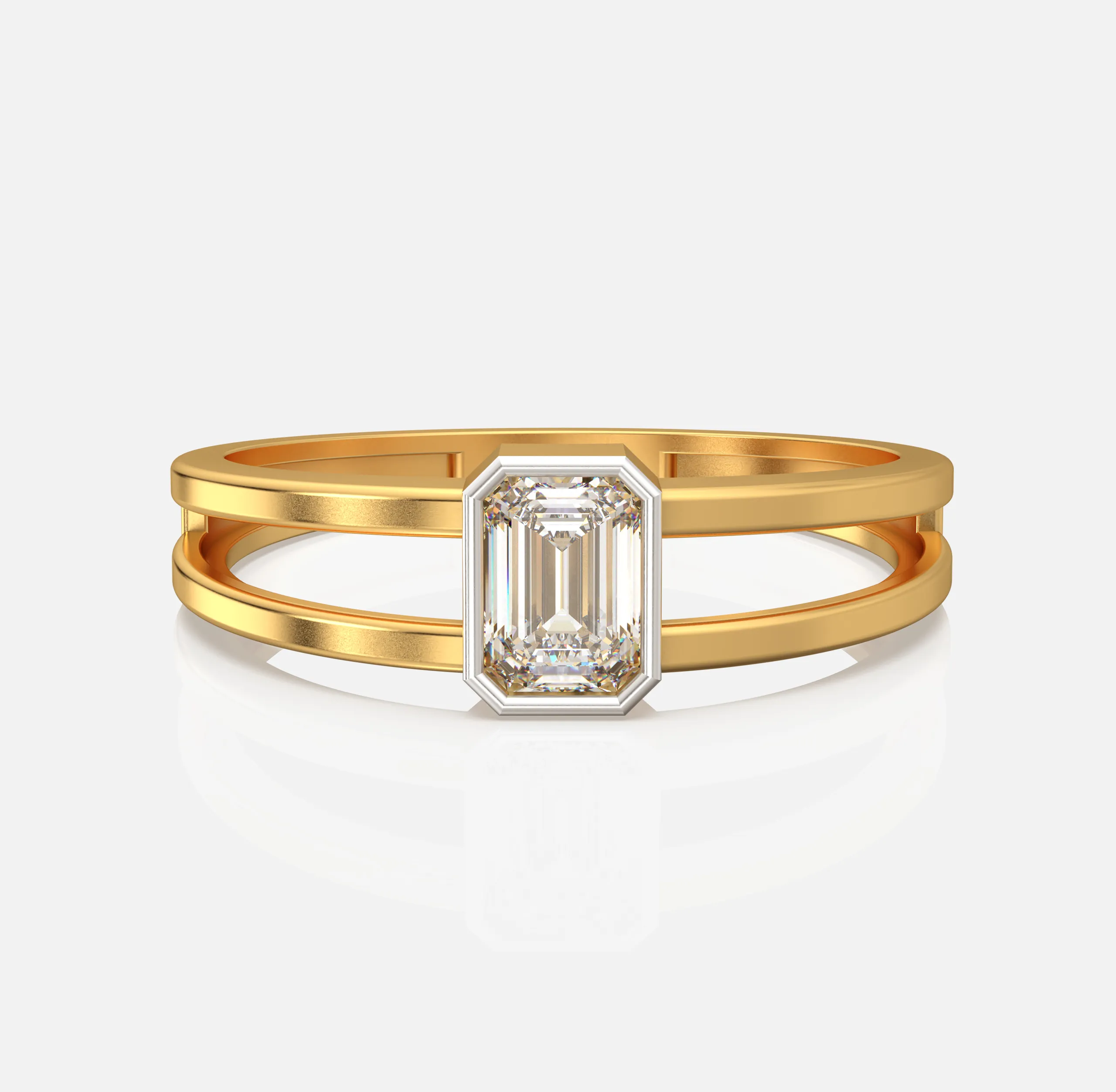 Emerald-Cut Split Shank Ring