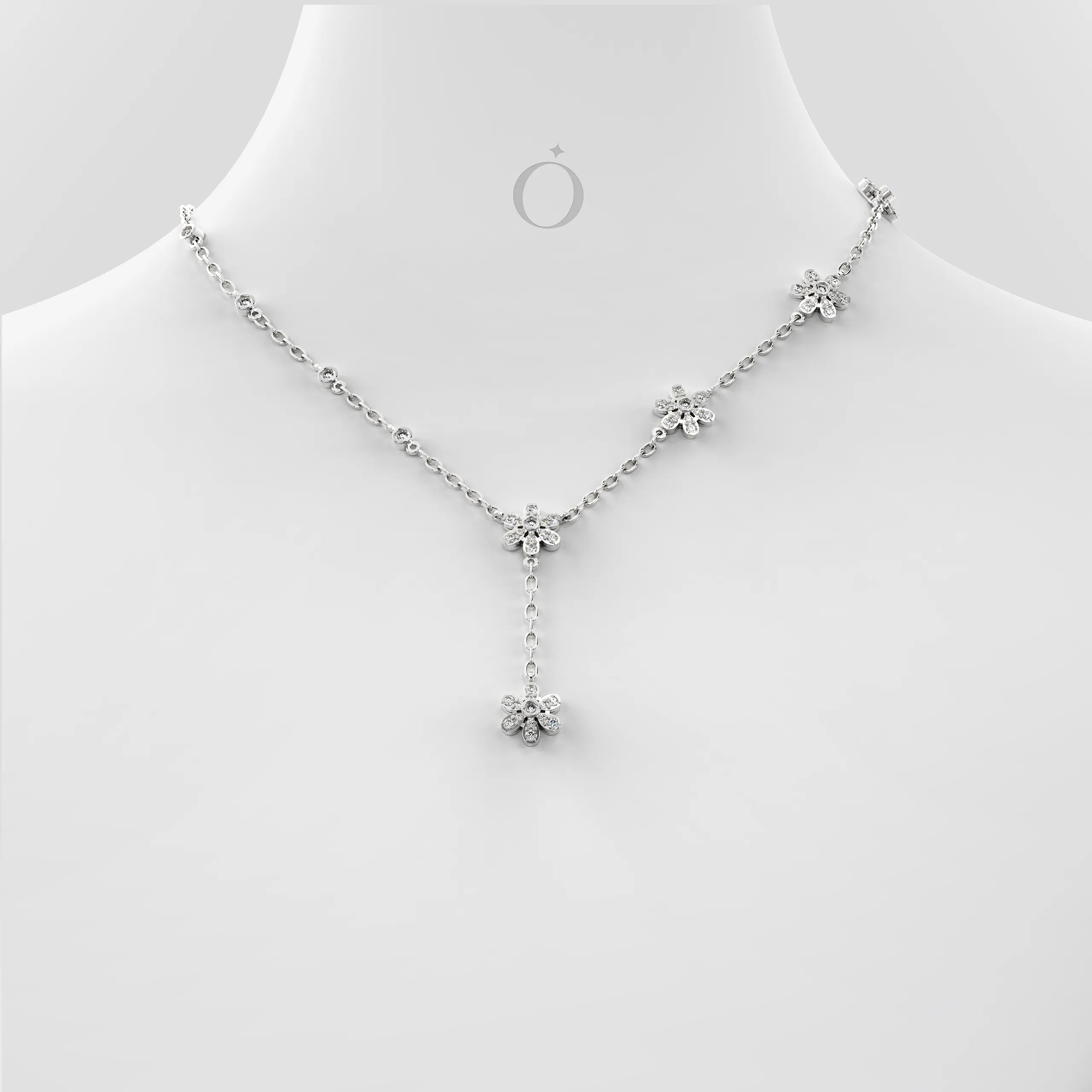 Floral Diamond Drop Necklace
