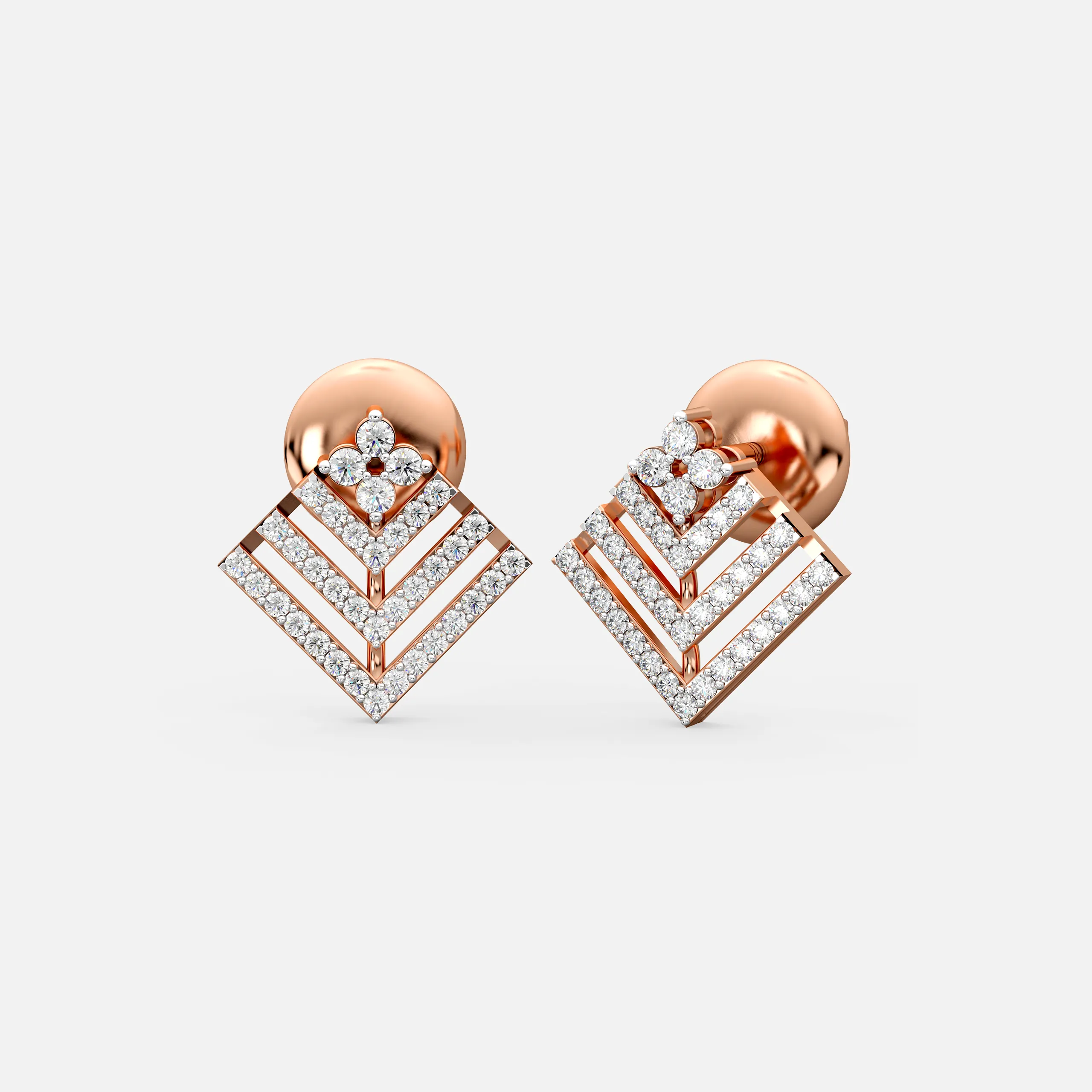 Diamond Chevron Bloom Studs