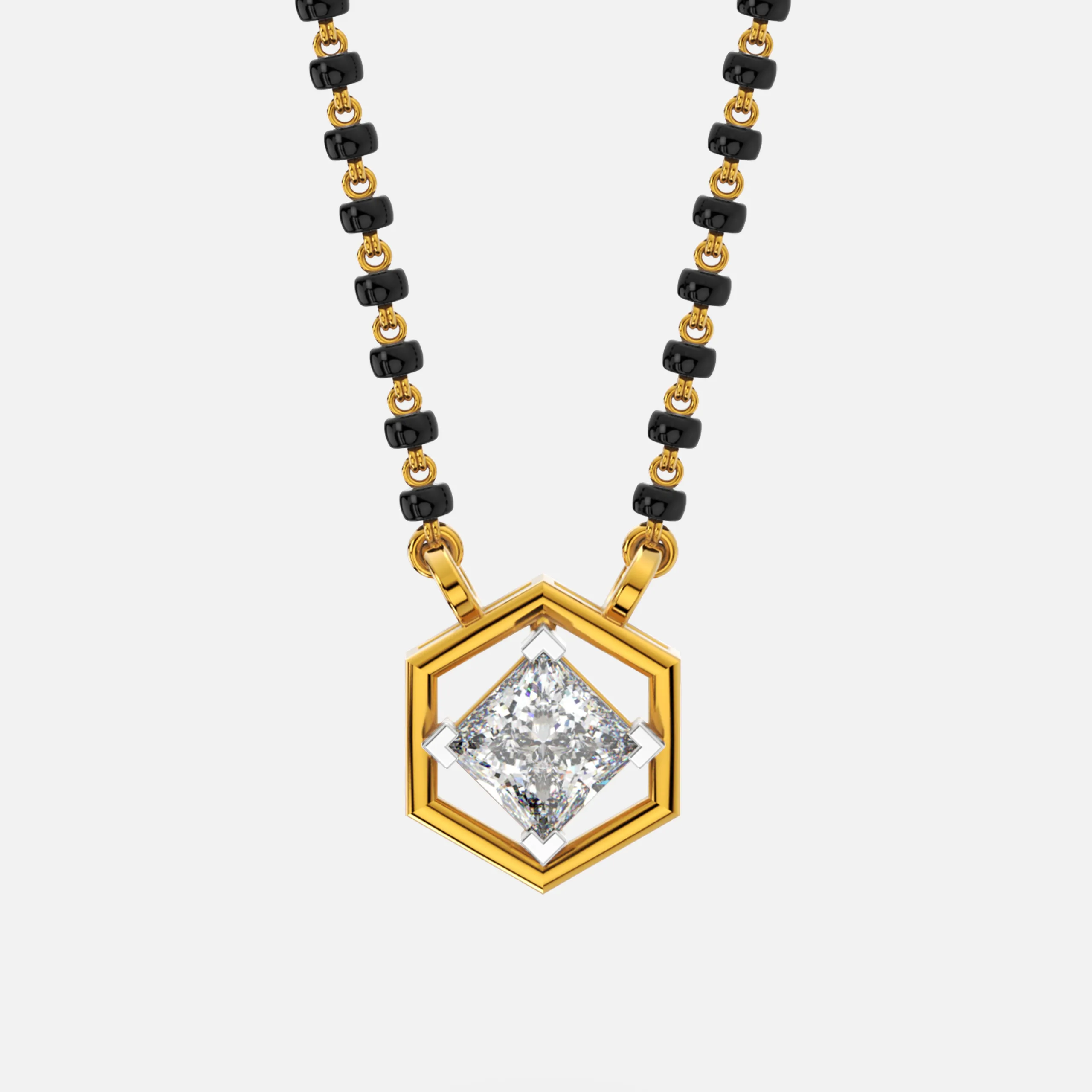 Hexagonal Princess Diamond Mangalsutra