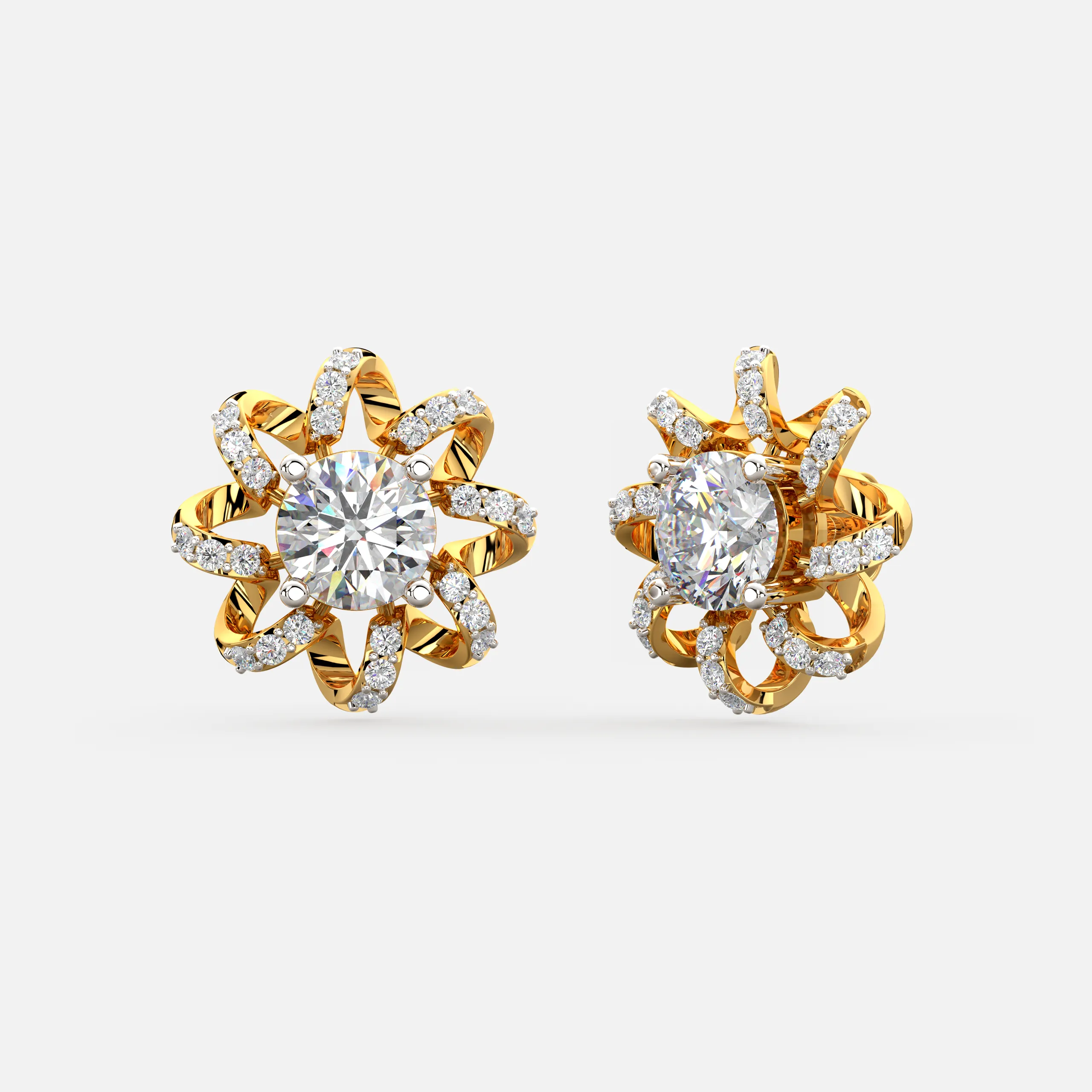 Floral Swirl Diamond Earrings