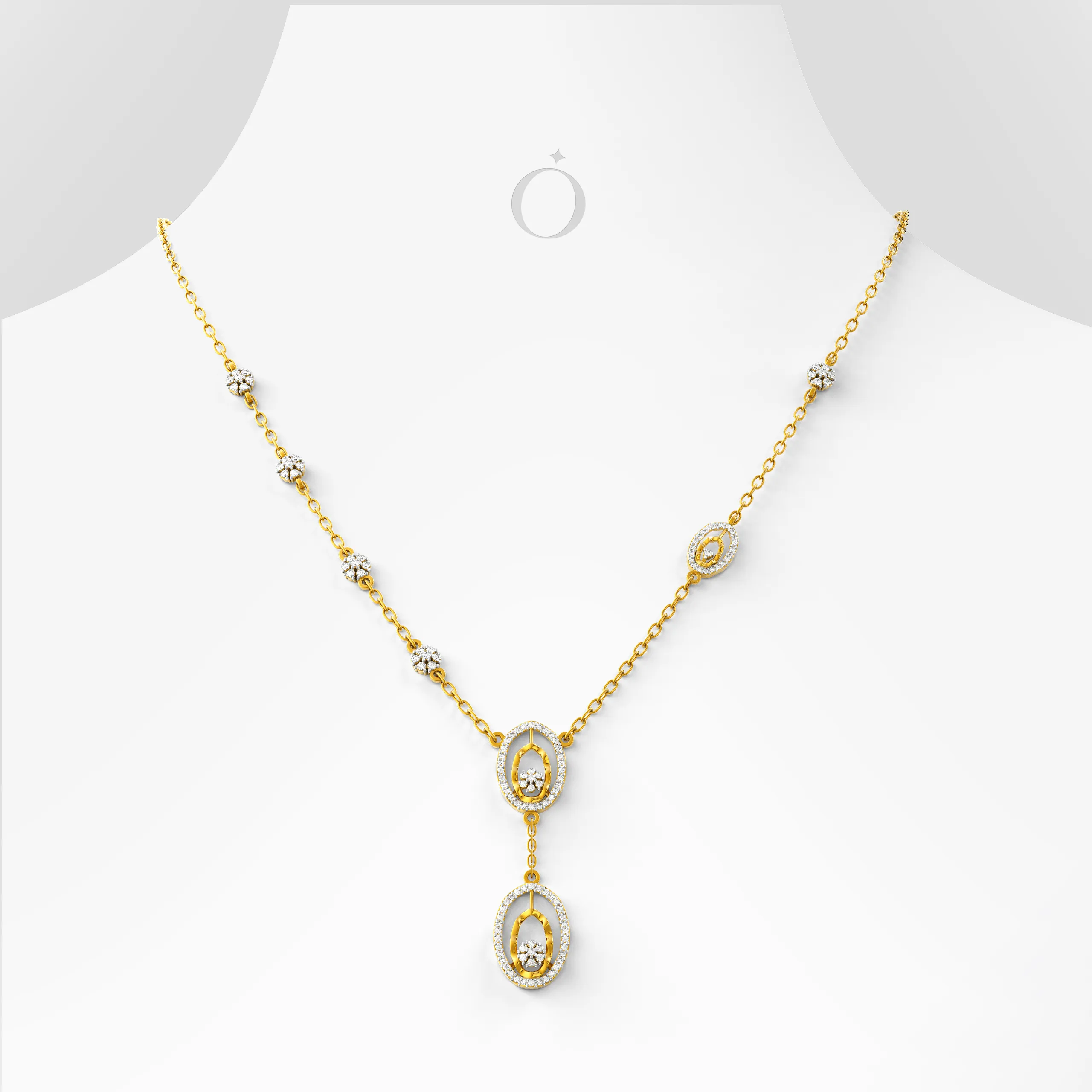 Oval Drop Diamond Necklace