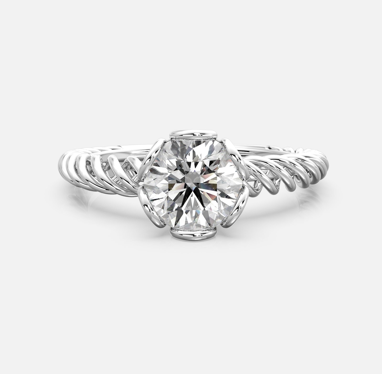 Twist Rope Solitaire Diamond Ring