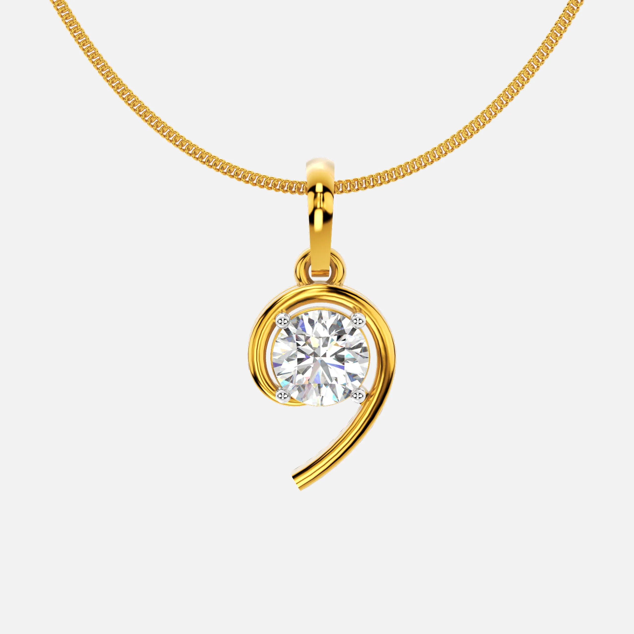 Swirl Diamond Solitaire Pendant
