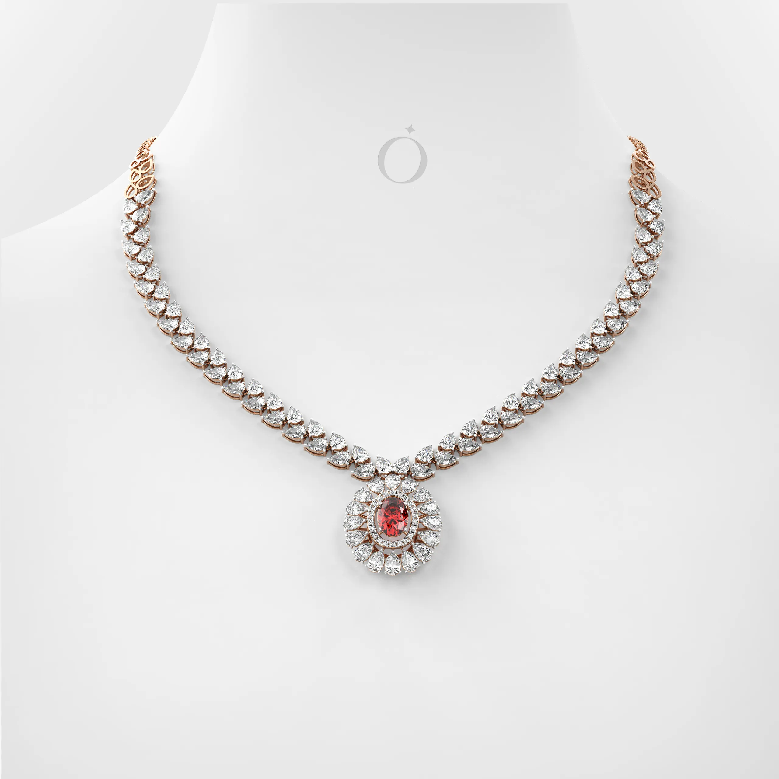 Oval Halo Diamond Necklace