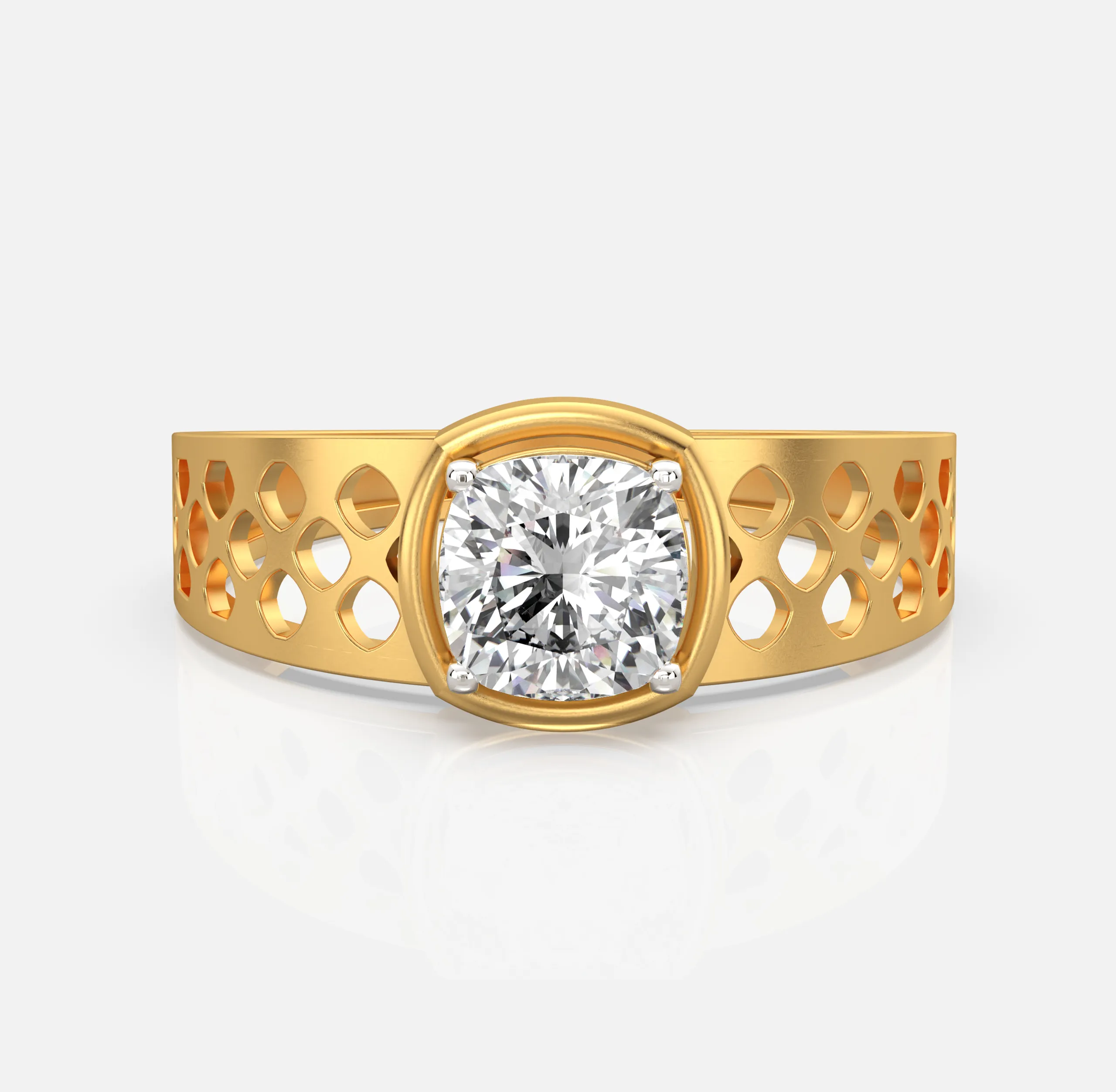 Cushion Diamond Lattice Men’s Ring