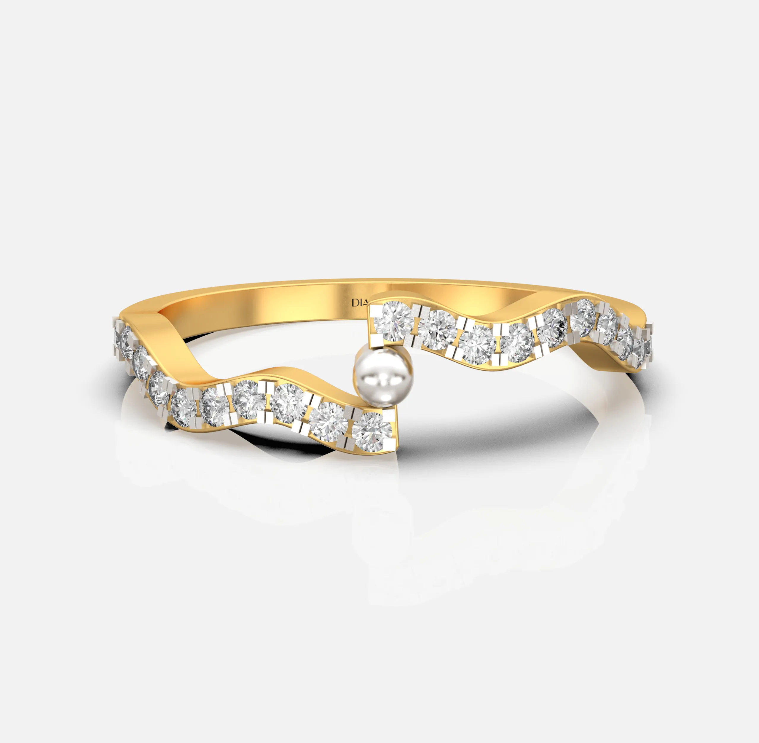 Wave Pearl Diamond Ring