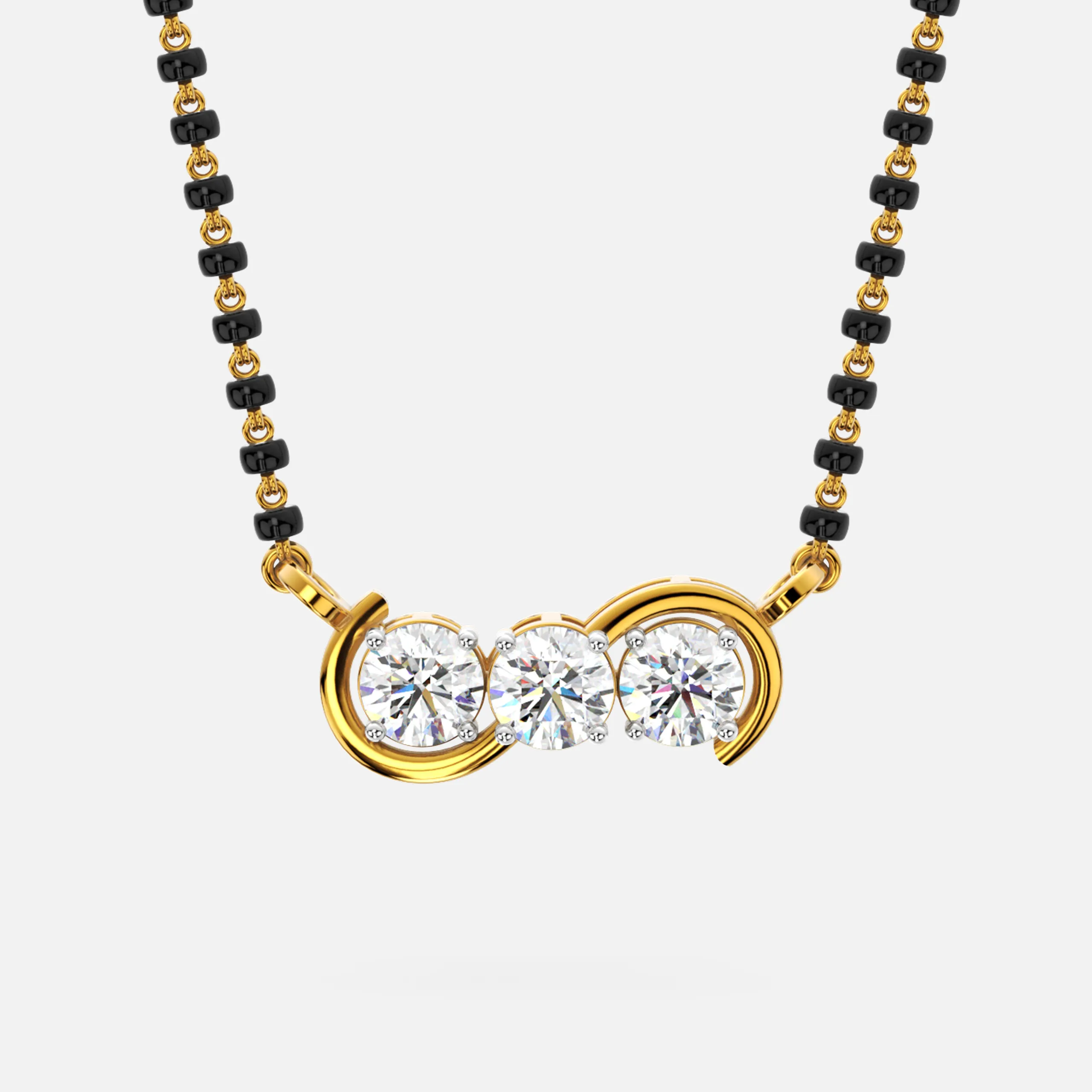Trio Glimmer Swirl Diamond Mangalsutra