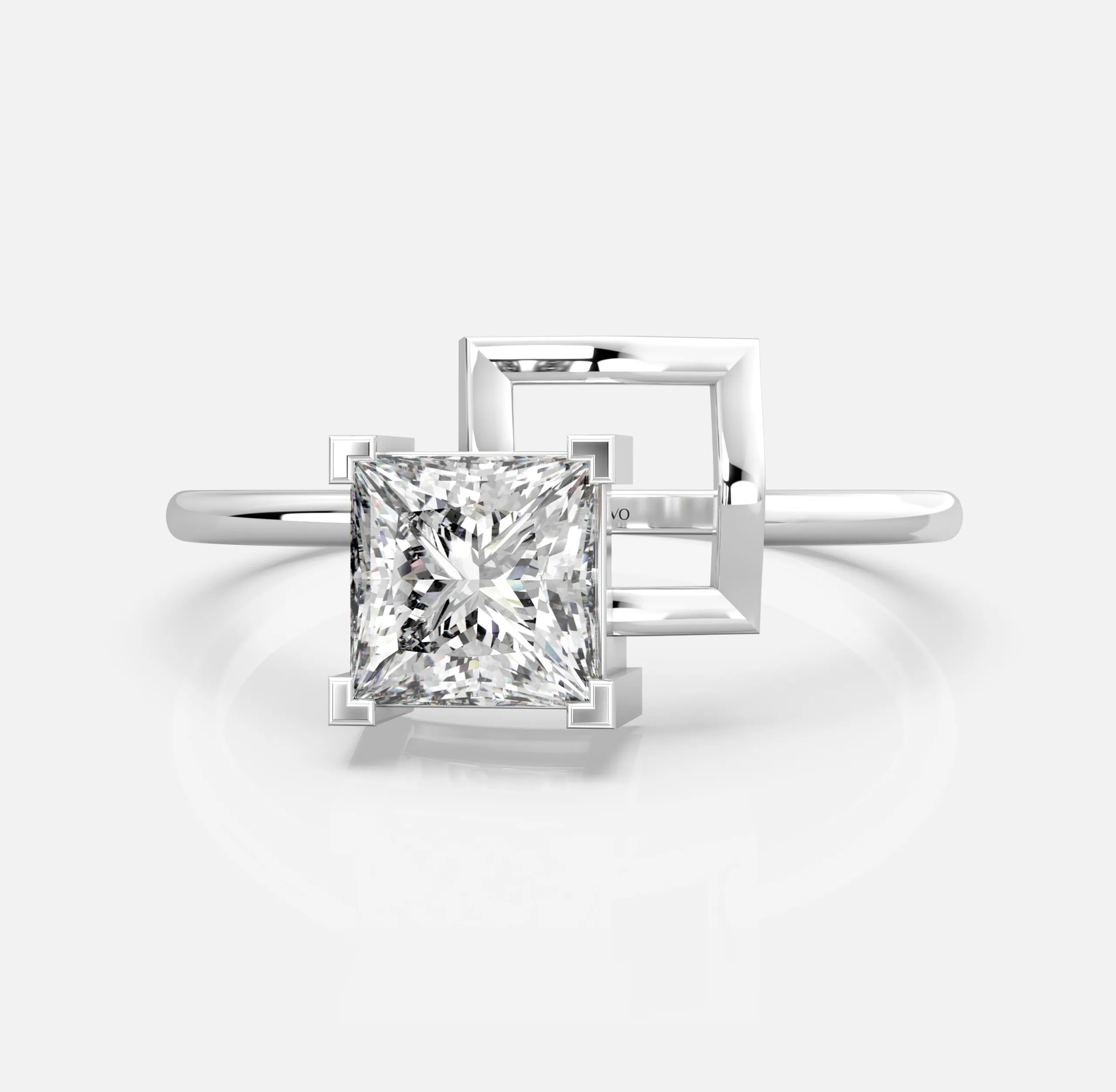 Square Link Princess Diamond Ring
