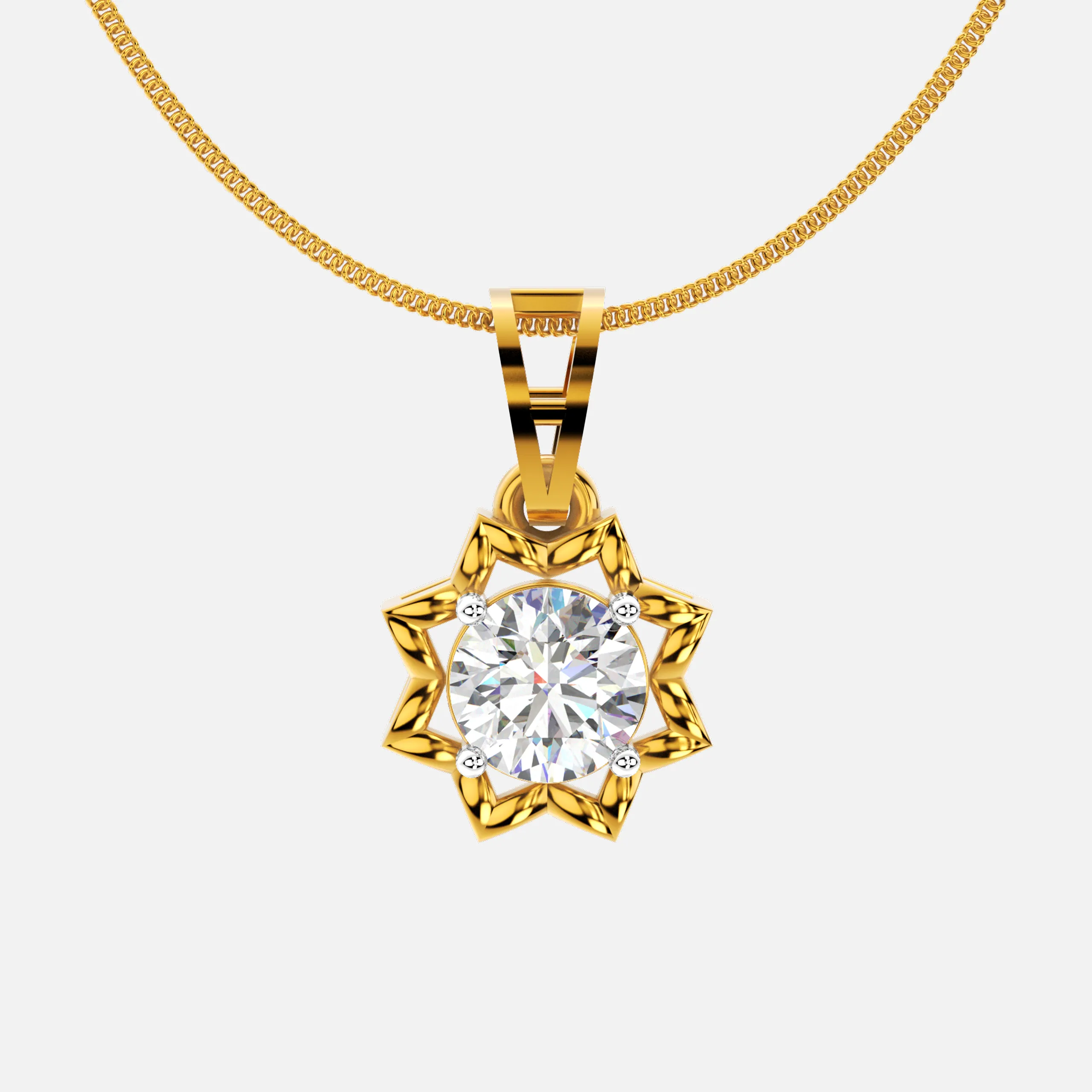 Sparkle Floral Solitaire Diamond Pendant