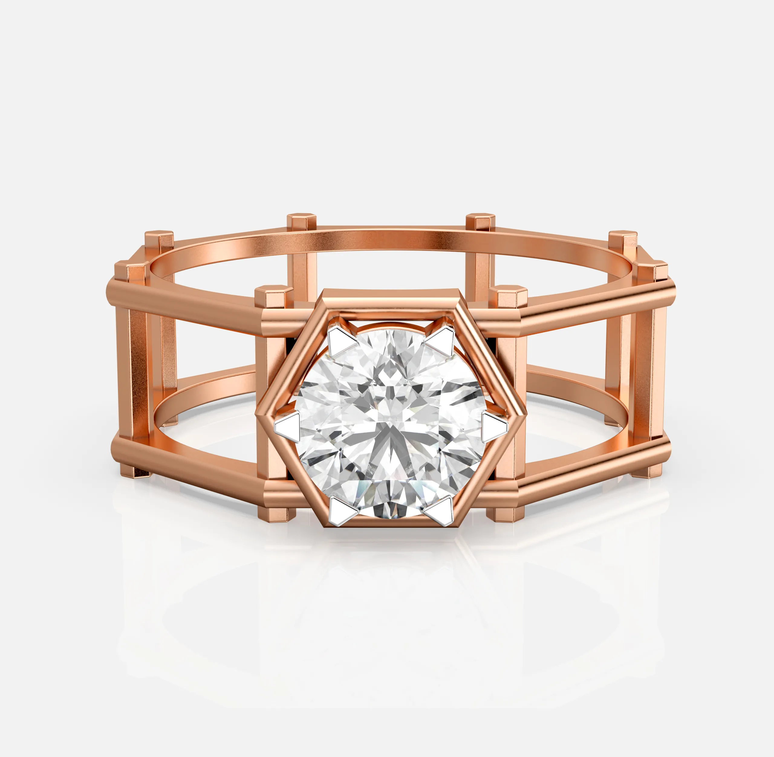 Pillar Frame Diamond Ring