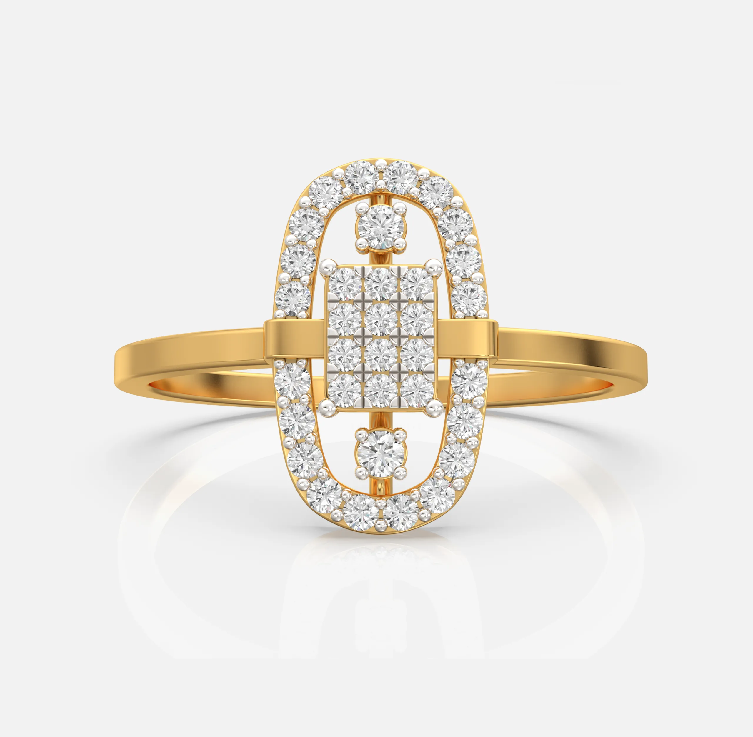 Oval Halo Link Diamond Ring