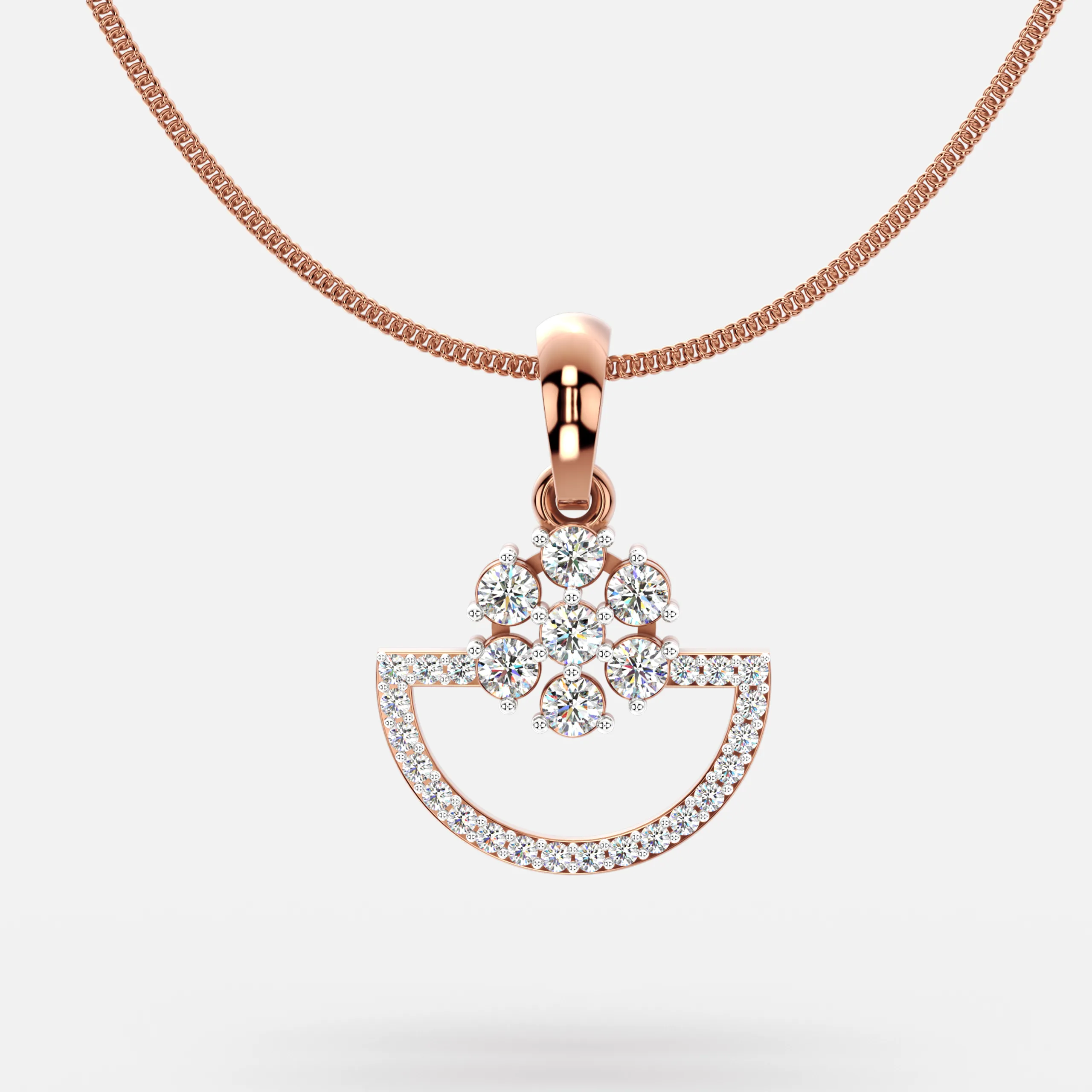 Diamond Bloom Arc Pendant