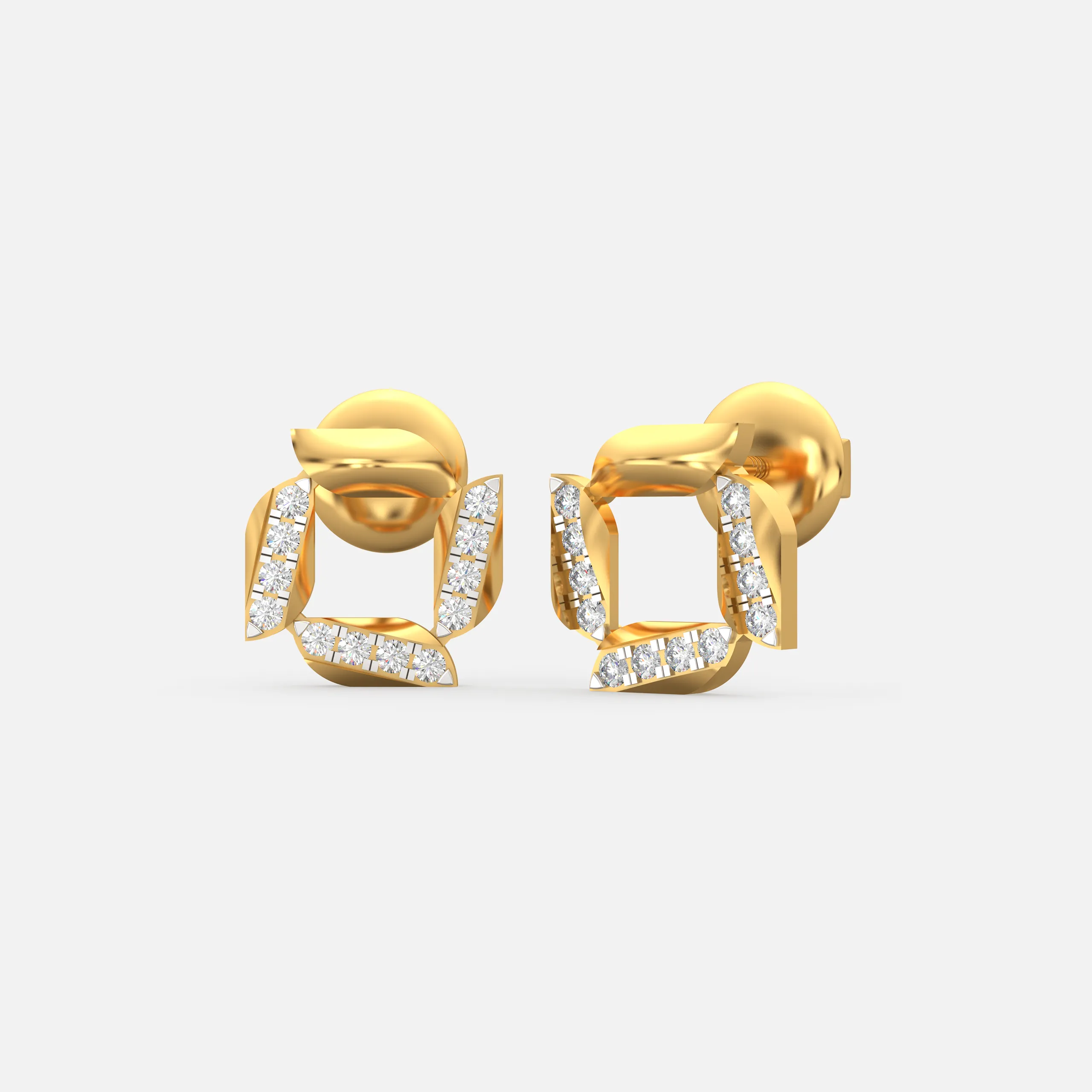 Floral Square Diamond Earrings