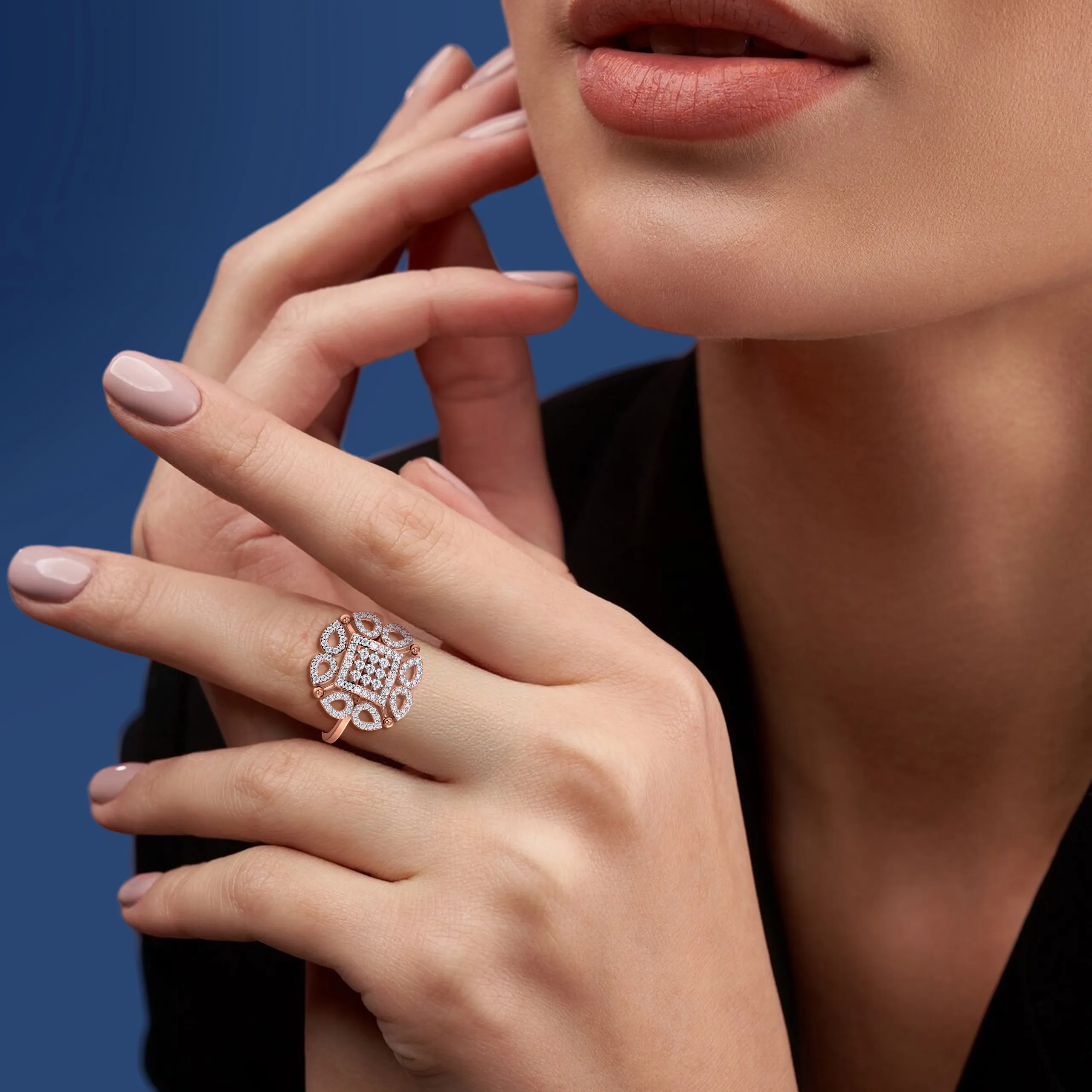 Majestic Floral Square Ring