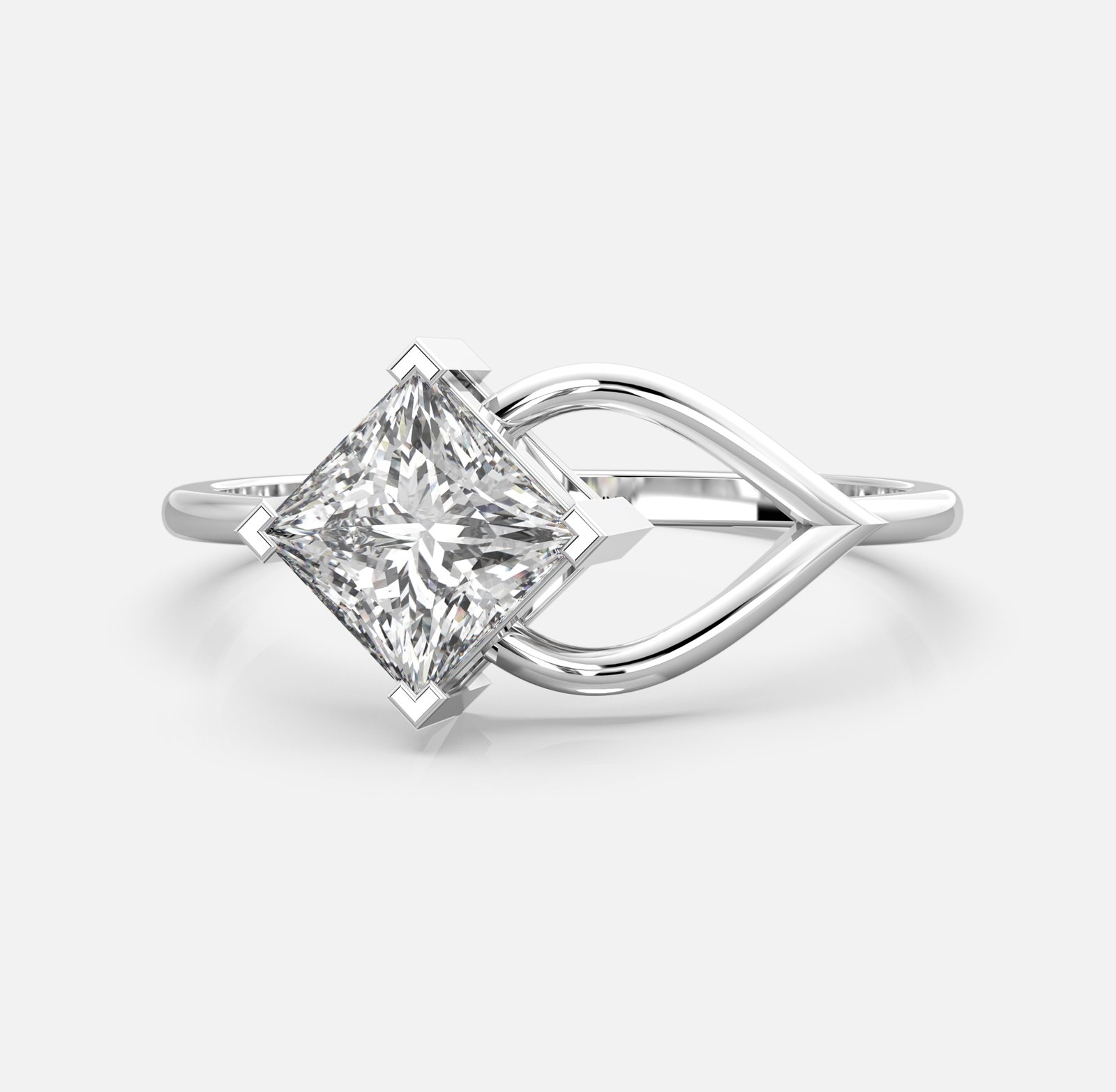 Princess Twist Solitaire Diamond Ring