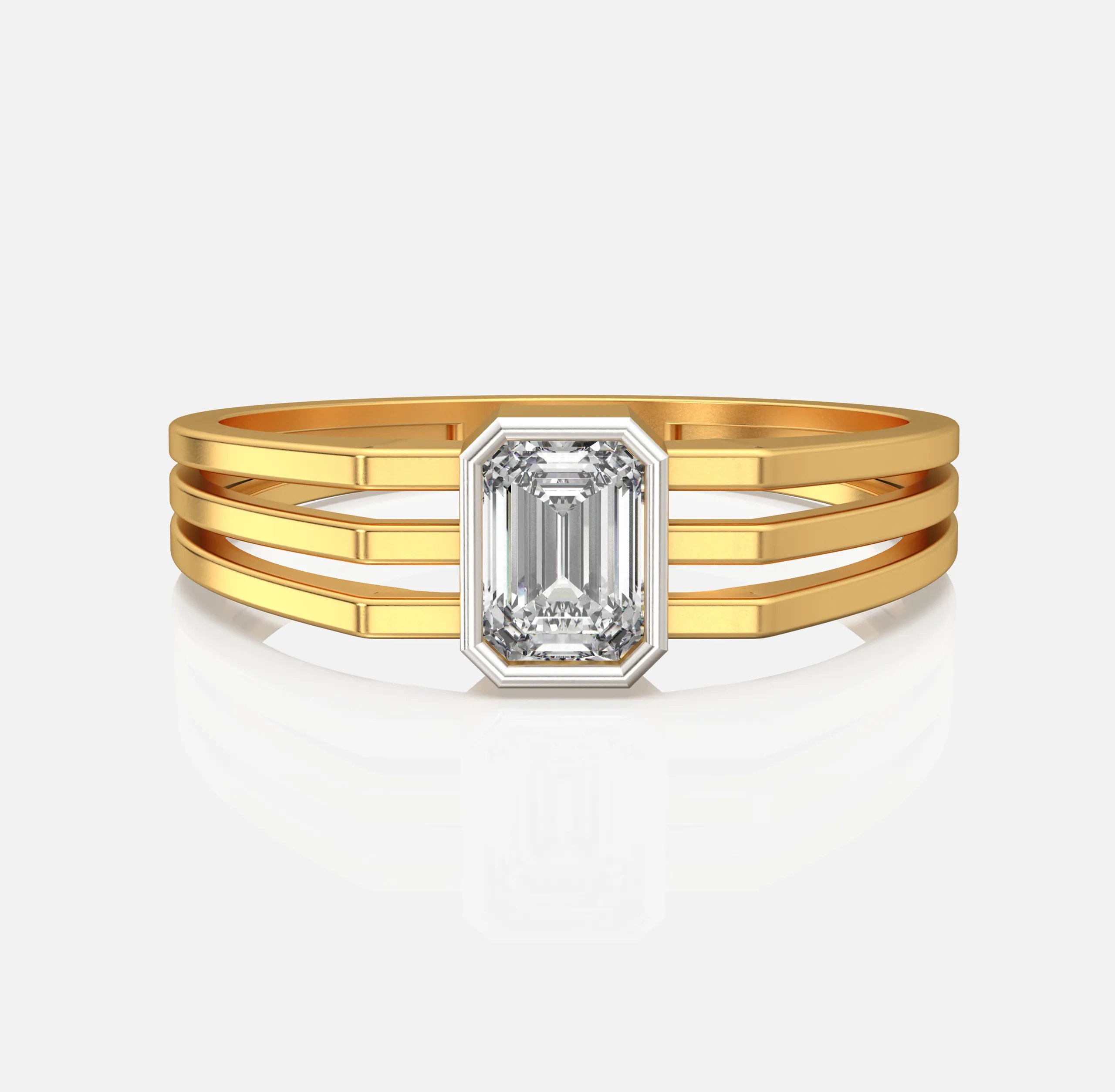 Trio Rail Emerald Diamond Ring