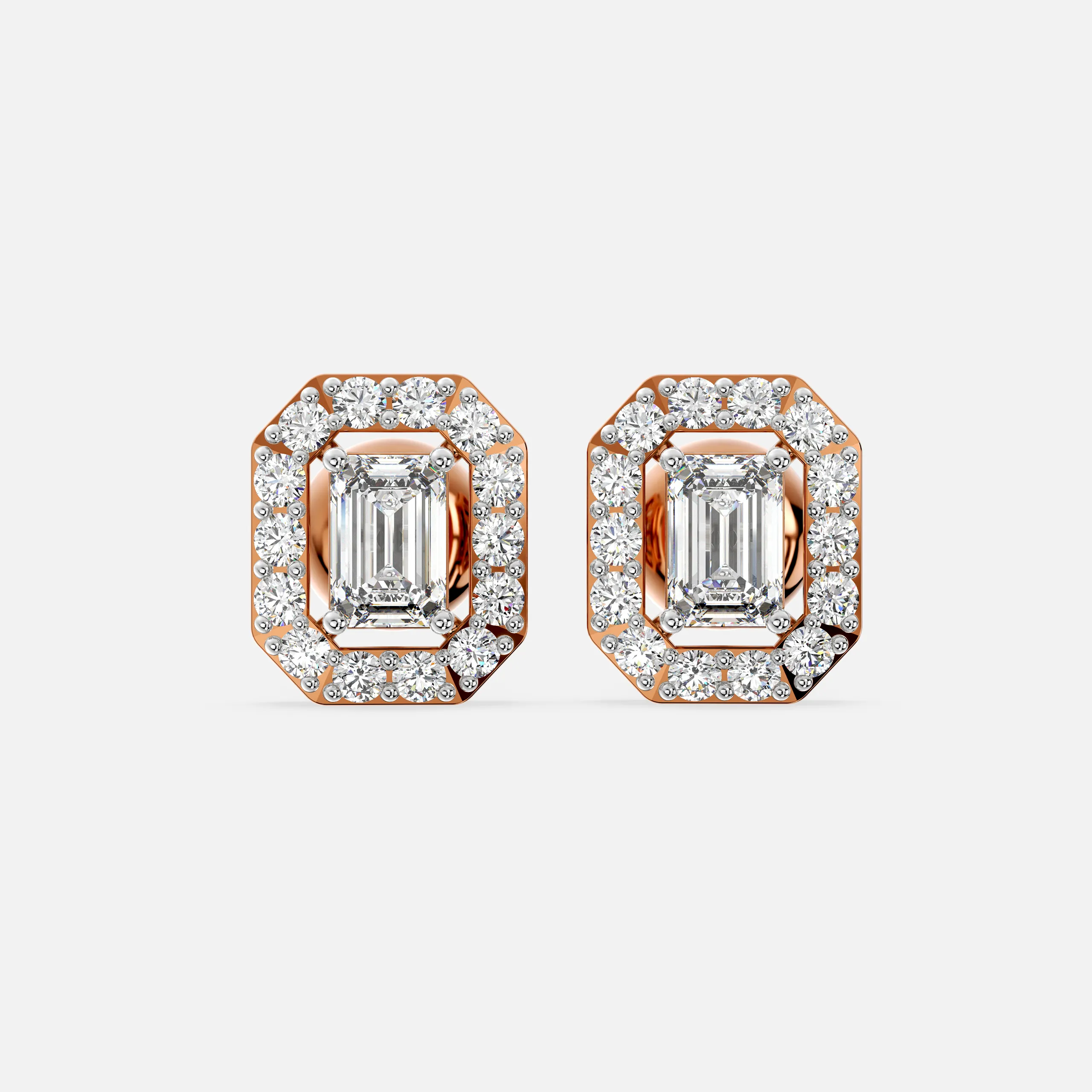 Octavia Emerald Halo Diamond Earrings