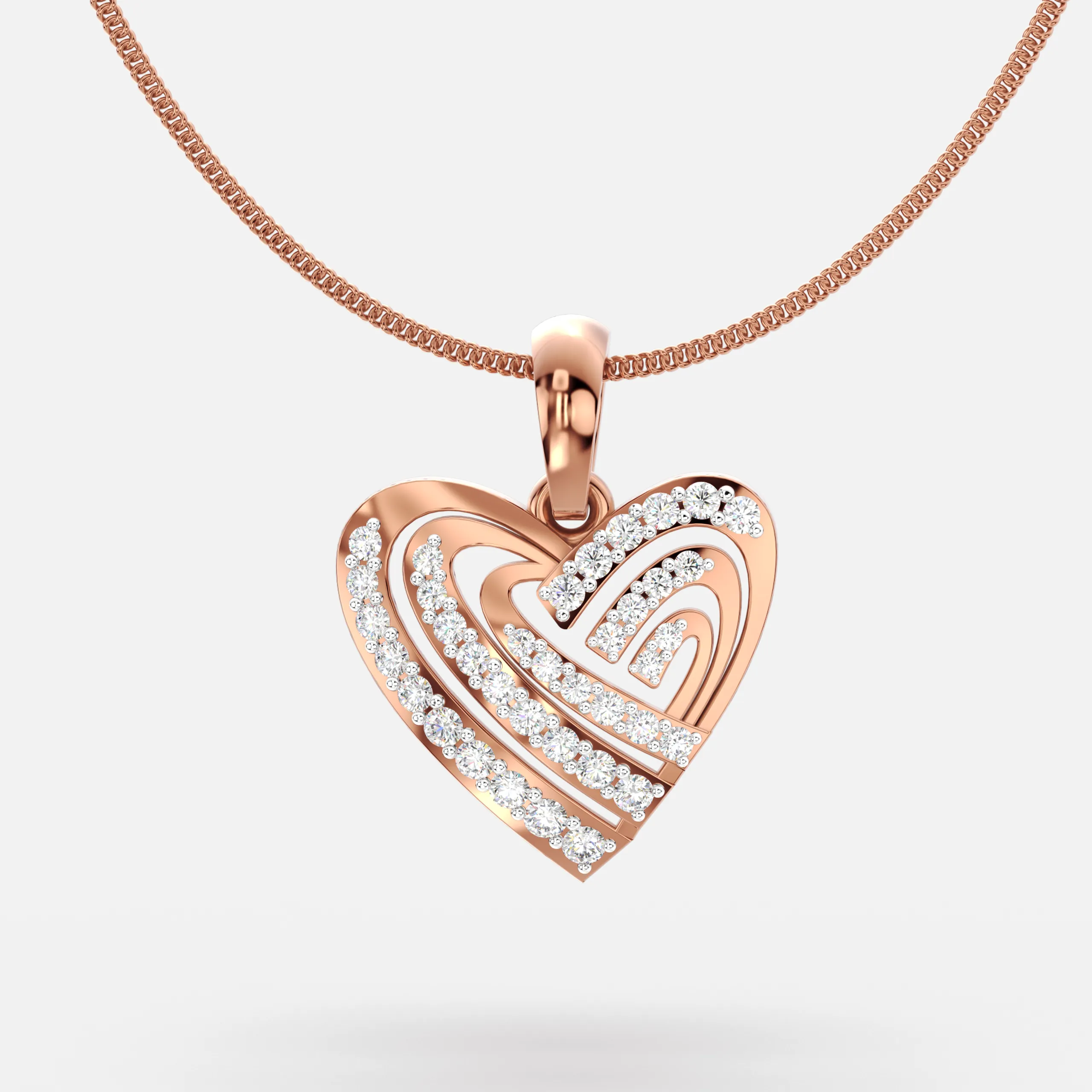 Layered Heart Diamond Pendant