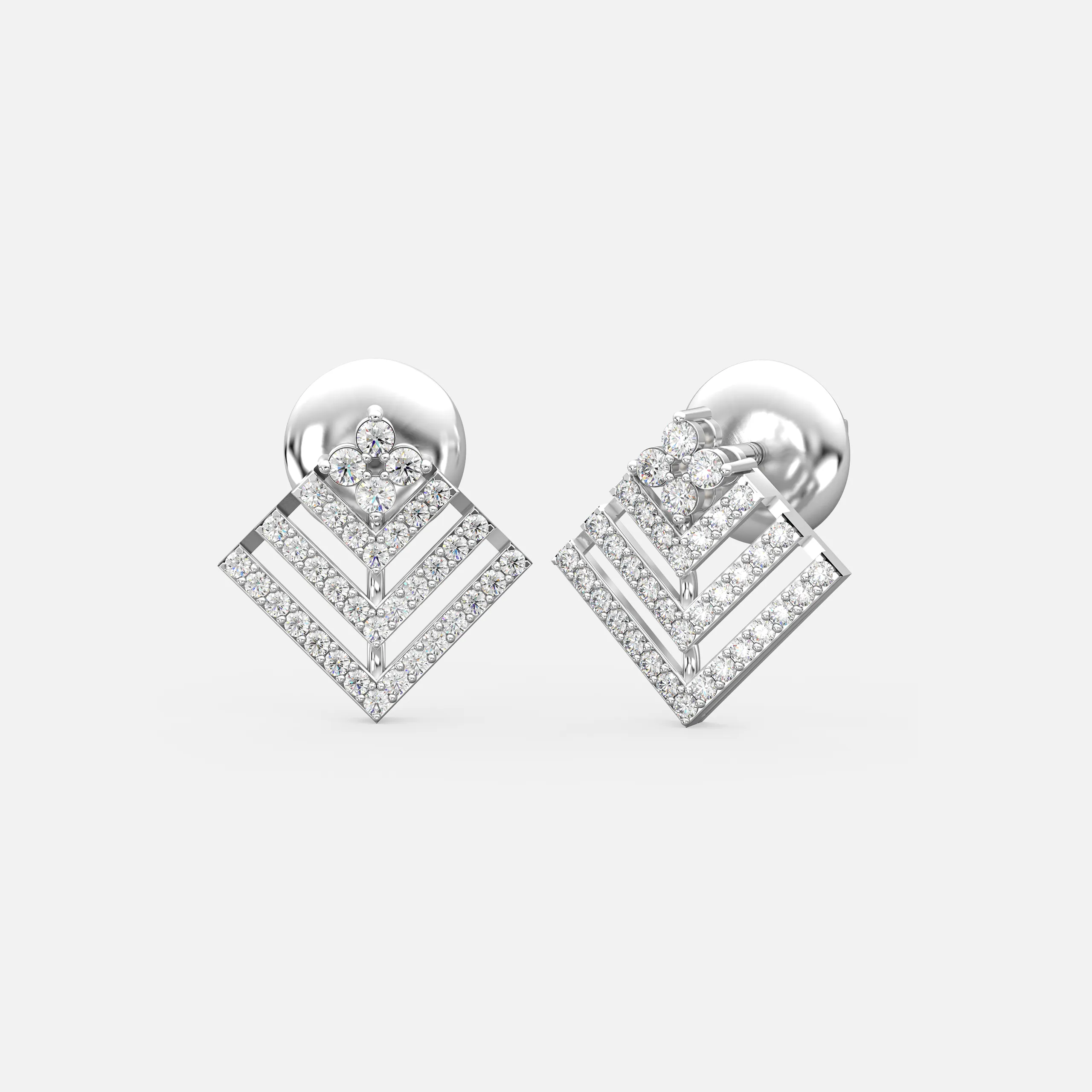 Diamond Chevron Bloom Studs