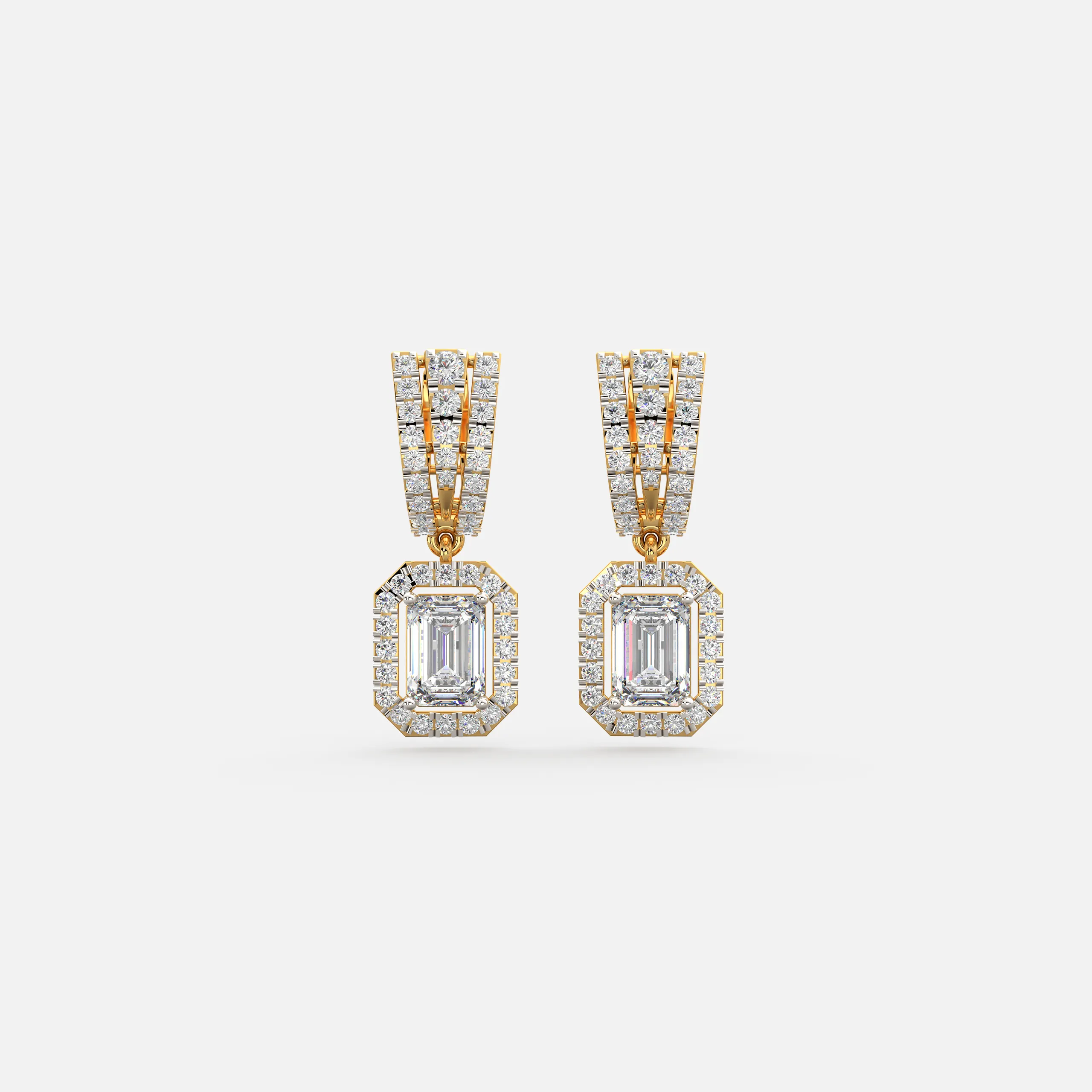 Art Deco Multi-Row Halo Dangles