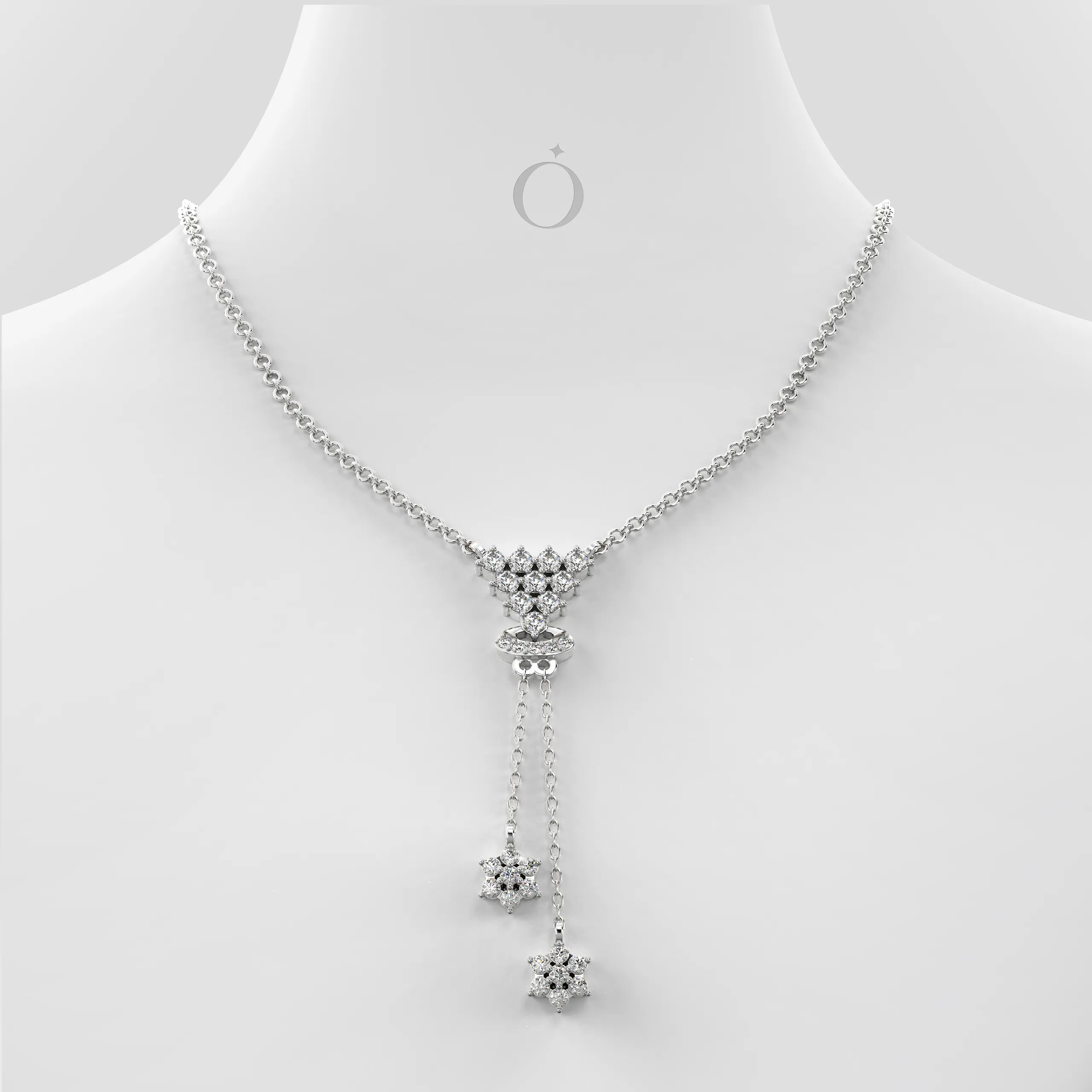 Floral Tassel Diamond Necklace