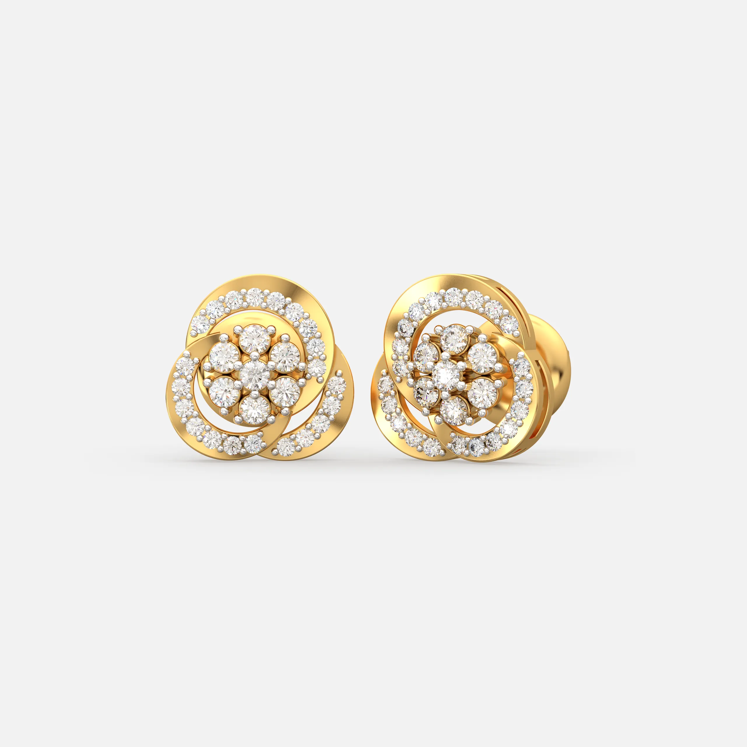 Diamond Floral Swirl Studs