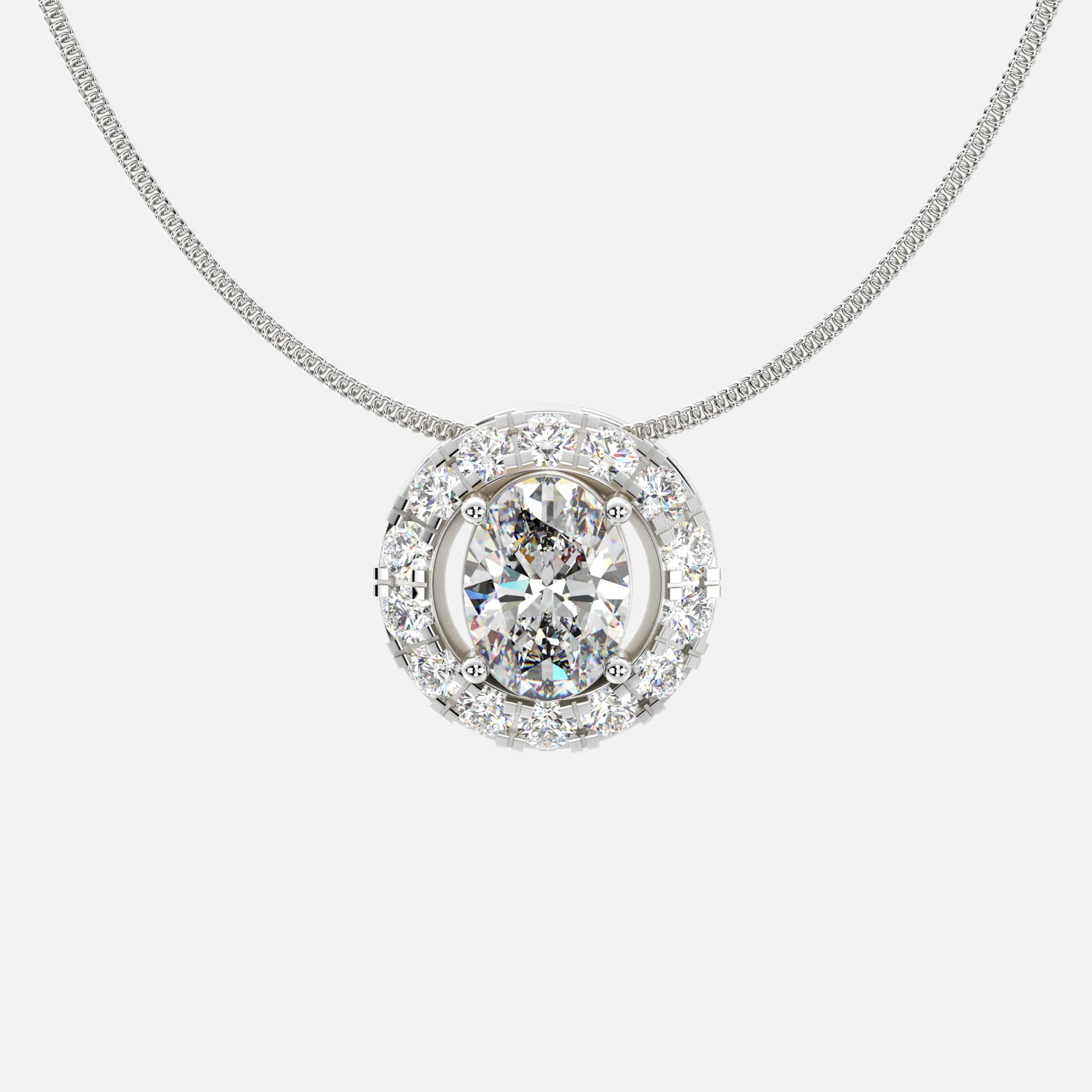 Oval Halo Diamond Pendant