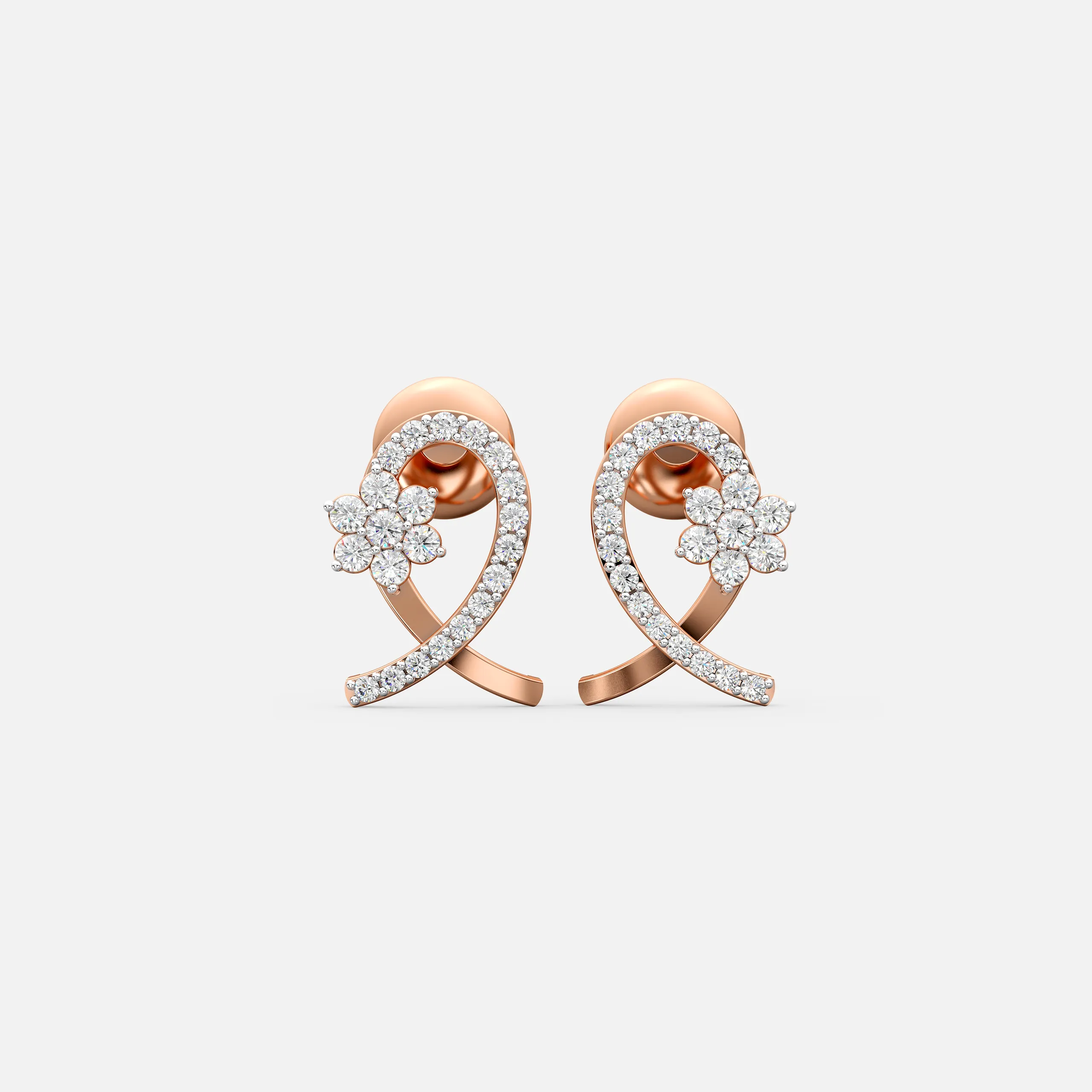 Diamond Ribbon Bloom Earrings