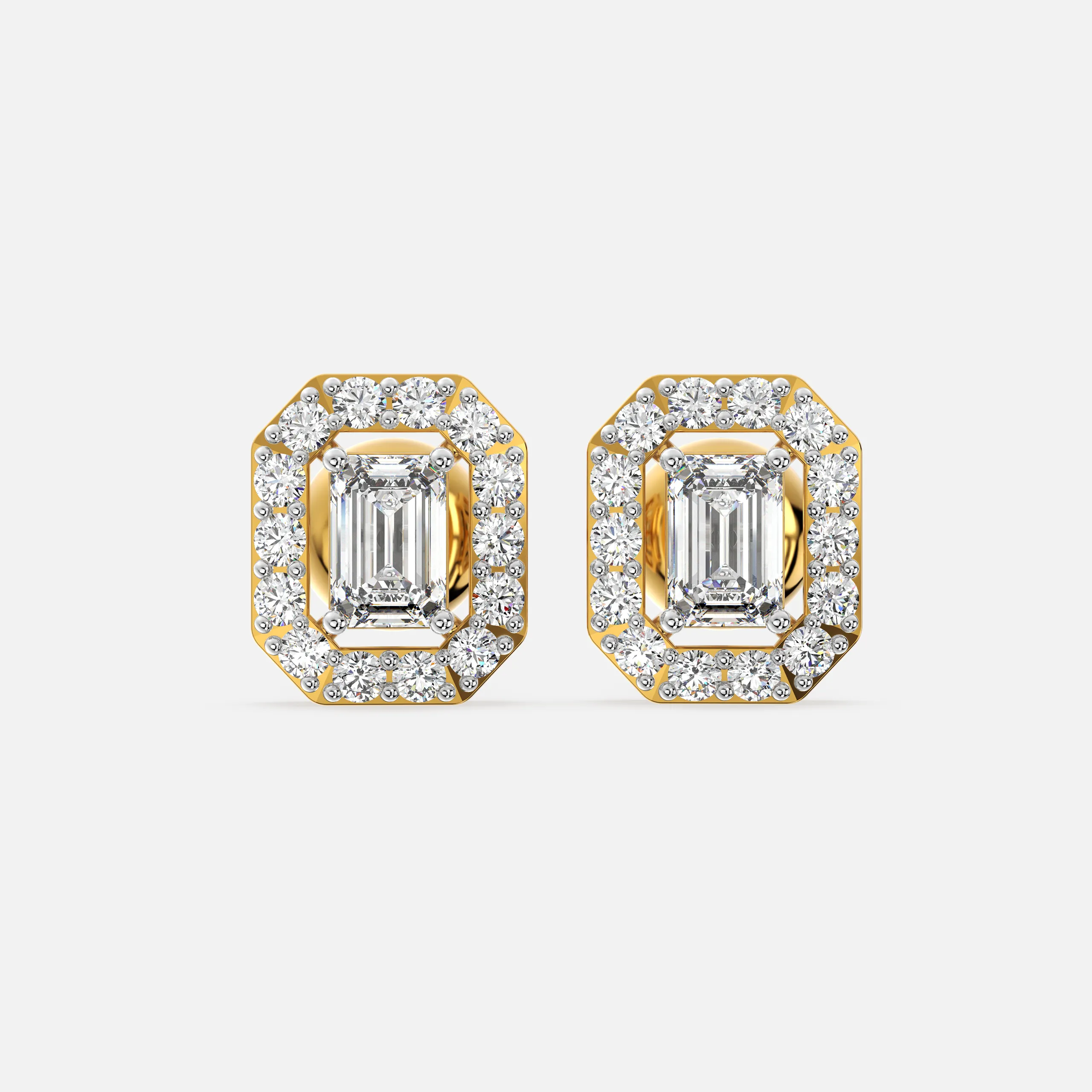 Octavia Emerald Halo Diamond Earrings